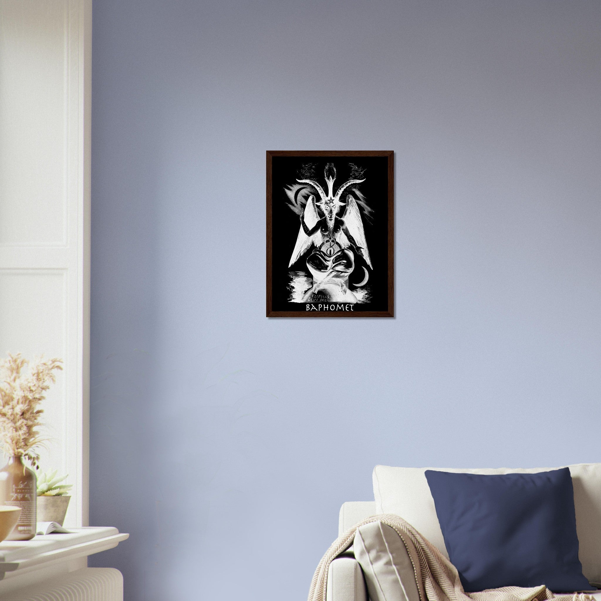 Baphomet Framed, White Devil Halloween Wall Art, Lucifer Devil Framed UK, EU, USA, AUS Domestic Shipping - WallArtPrints4U