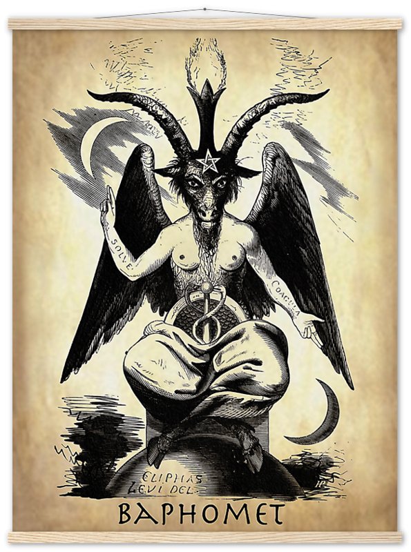 Baphomet Poster, Parchment Devil Halloween Wall Art, Satanic Goat Giant Poster - WallArtPrints4U