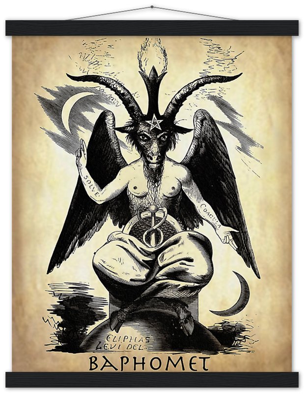 Baphomet Poster, Parchment Devil Halloween Wall Art, Satanic Goat Giant Poster - WallArtPrints4U