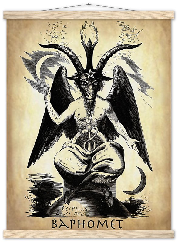 Baphomet Poster, Parchment Devil Halloween Wall Art, Satanic Goat Giant Poster - WallArtPrints4U