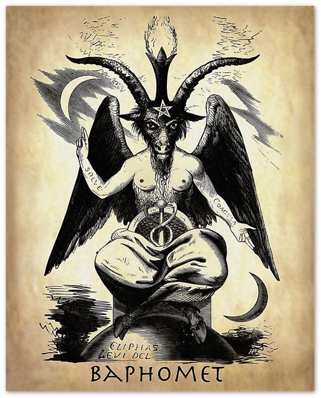 Baphomet Poster, Parchment Devil Halloween Wall Art, Satanic Goat Giant Poster - WallArtPrints4U