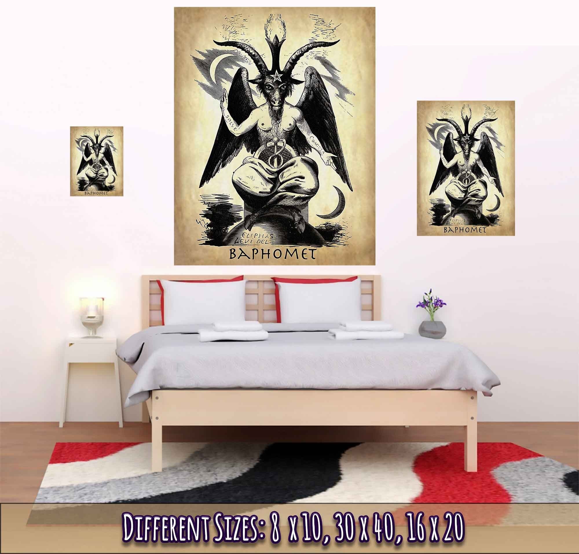 Baphomet Poster, Parchment Devil Halloween Wall Art, Satanic Goat Giant Poster - WallArtPrints4U