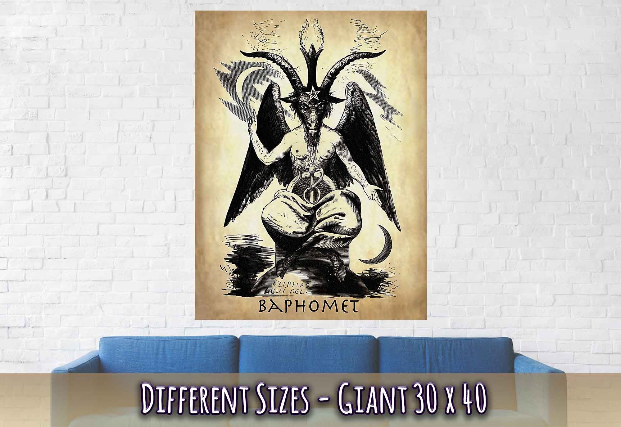 Baphomet Poster, Parchment Devil Halloween Wall Art, Satanic Goat Giant Poster - WallArtPrints4U