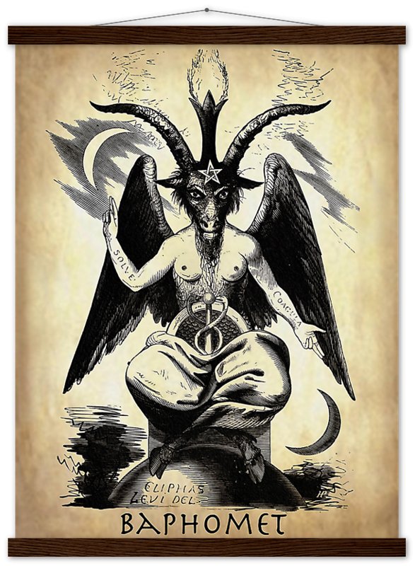 Baphomet Poster, Parchment Devil Halloween Wall Art, Satanic Goat Giant Poster - WallArtPrints4U