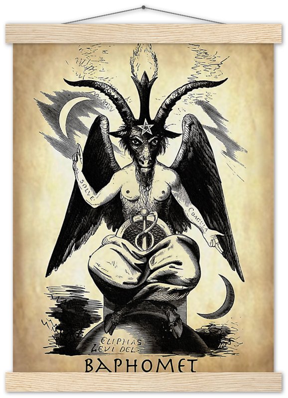 Baphomet Poster, Parchment Devil Halloween Wall Art, Satanic Goat Giant Poster - WallArtPrints4U