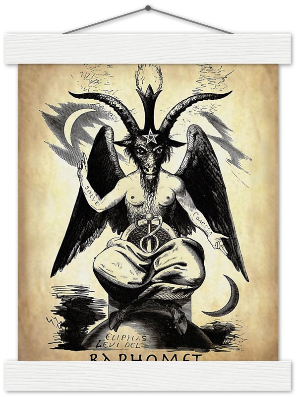 Baphomet Poster, Parchment Devil Halloween Wall Art, Satanic Goat Giant Poster - WallArtPrints4U