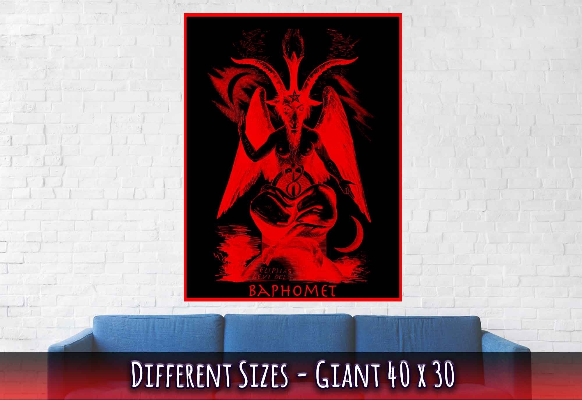 Baphomet Poster, Red Devil Halloween Wall Art, Lucifer Devil Poster - WallArtPrints4U