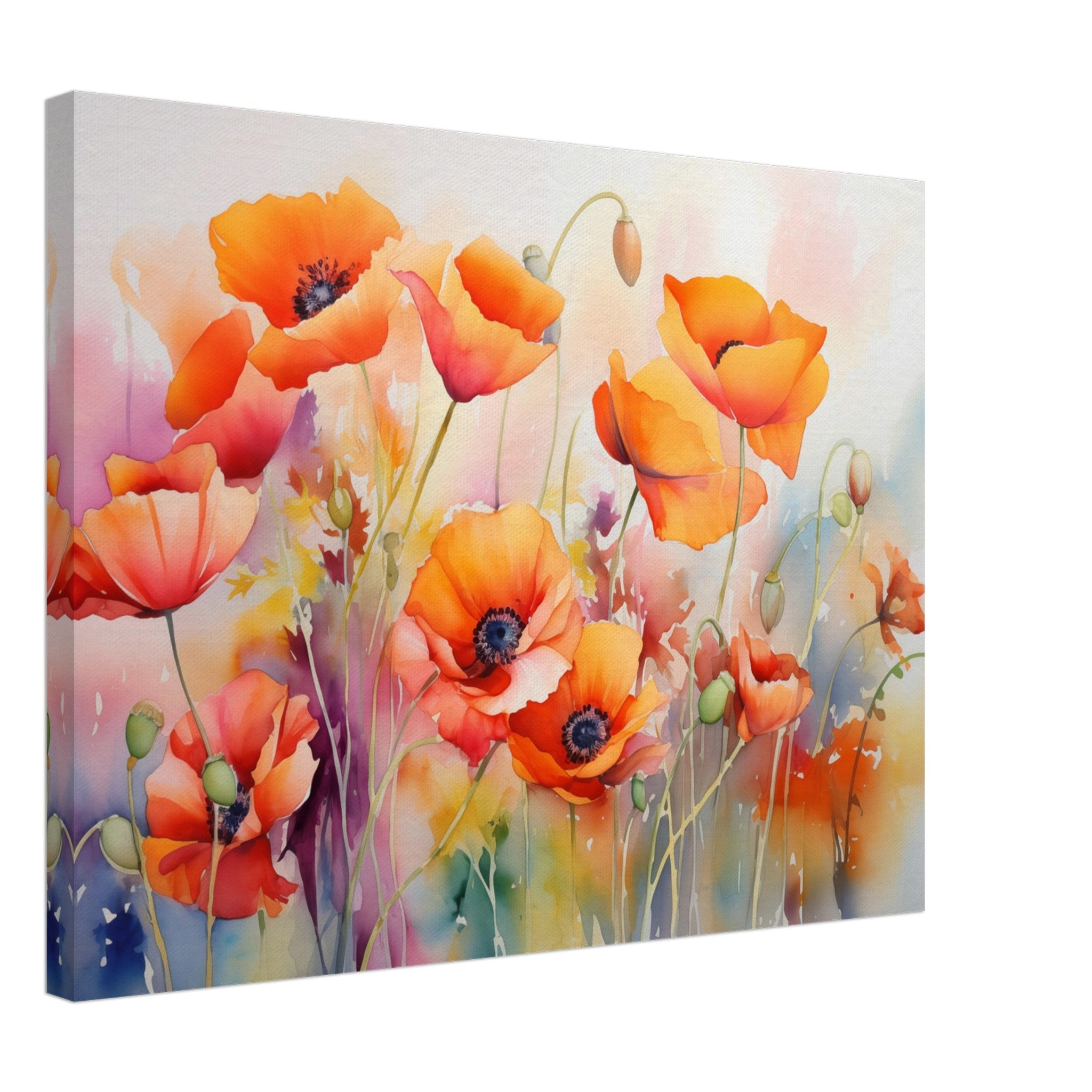 Beautiful Watercolour Poppies Canvas Print - WallArtPrints4U