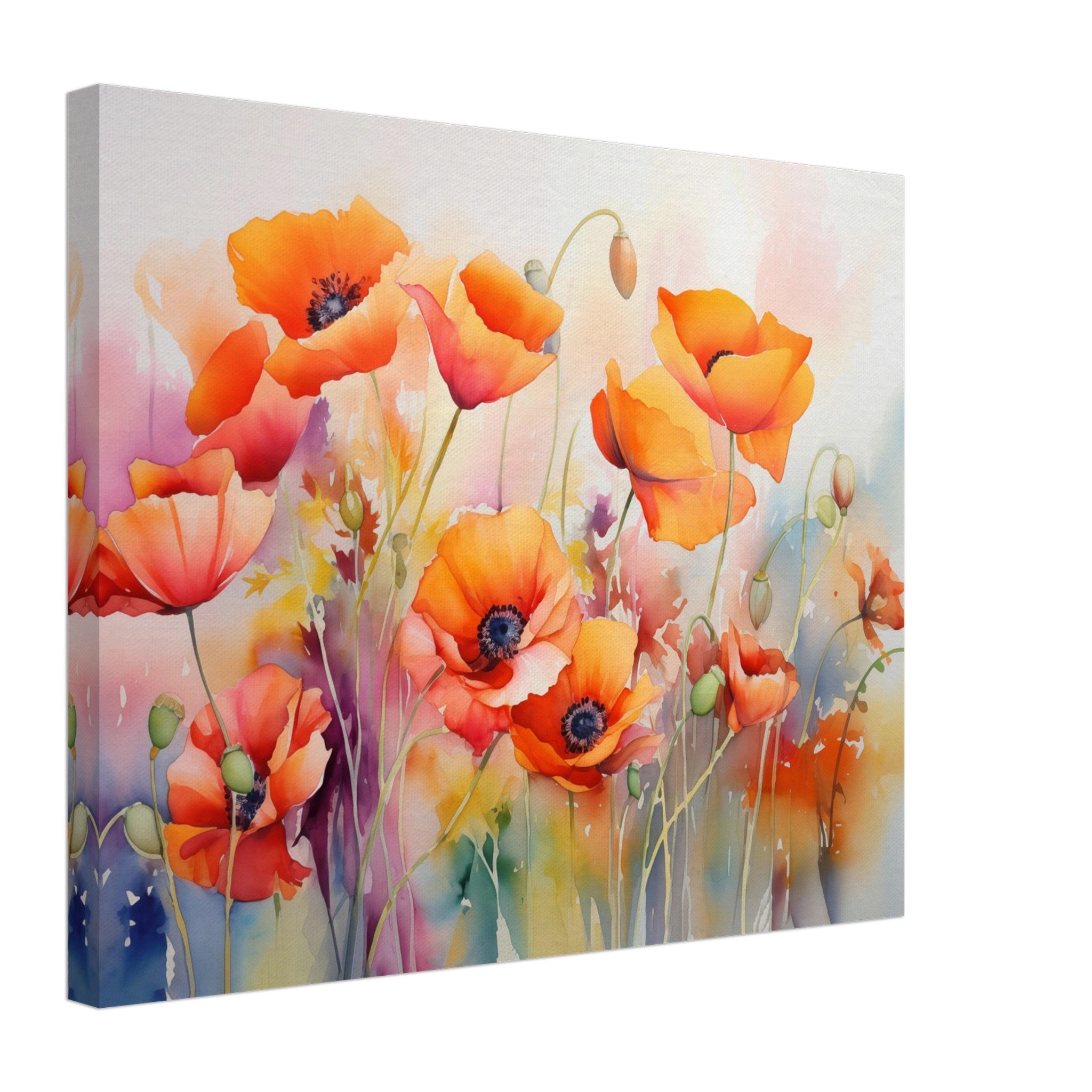 Beautiful Watercolour Poppies Canvas Print - WallArtPrints4U