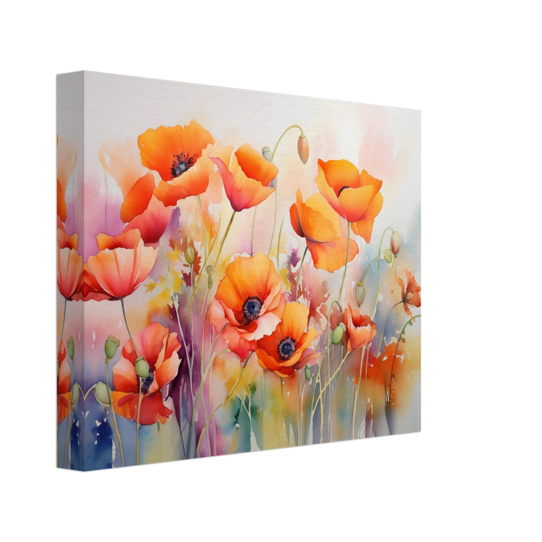 Beautiful Watercolour Poppies Canvas Print - WallArtPrints4U