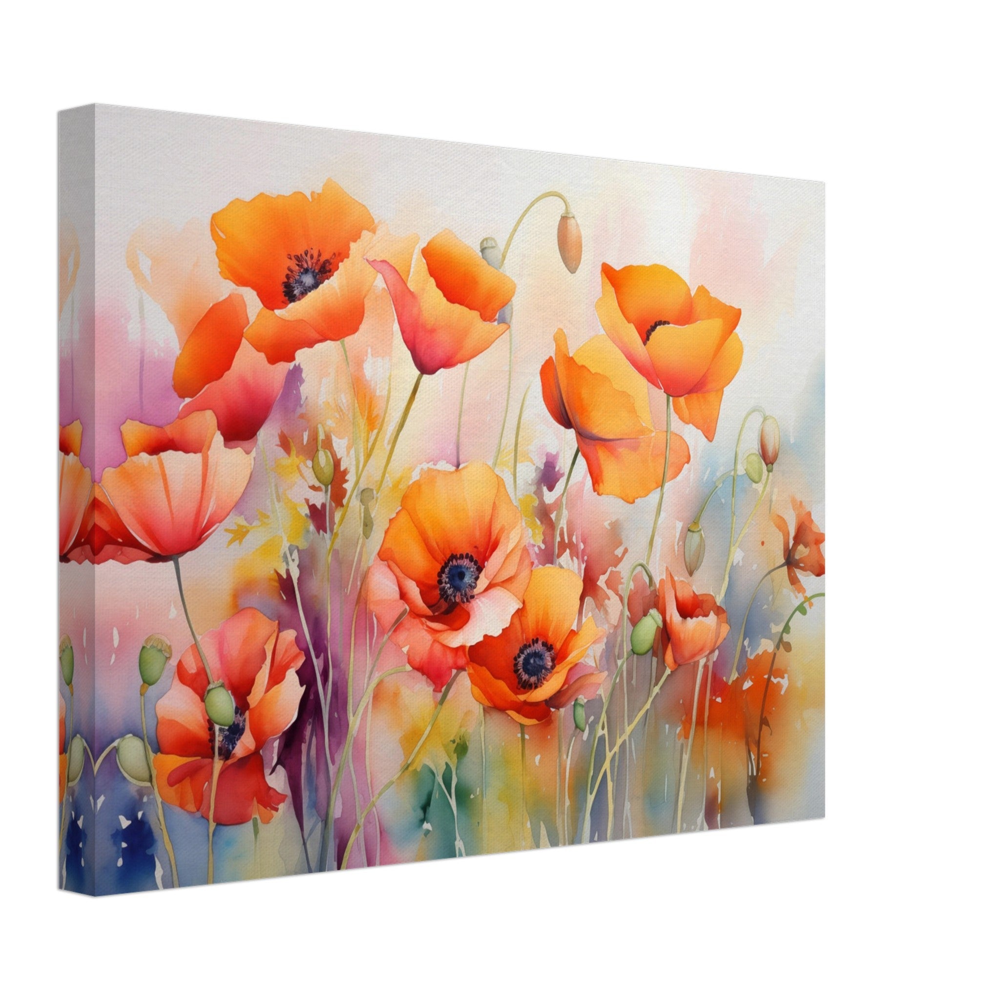 Beautiful Watercolour Poppies Canvas Print - WallArtPrints4U