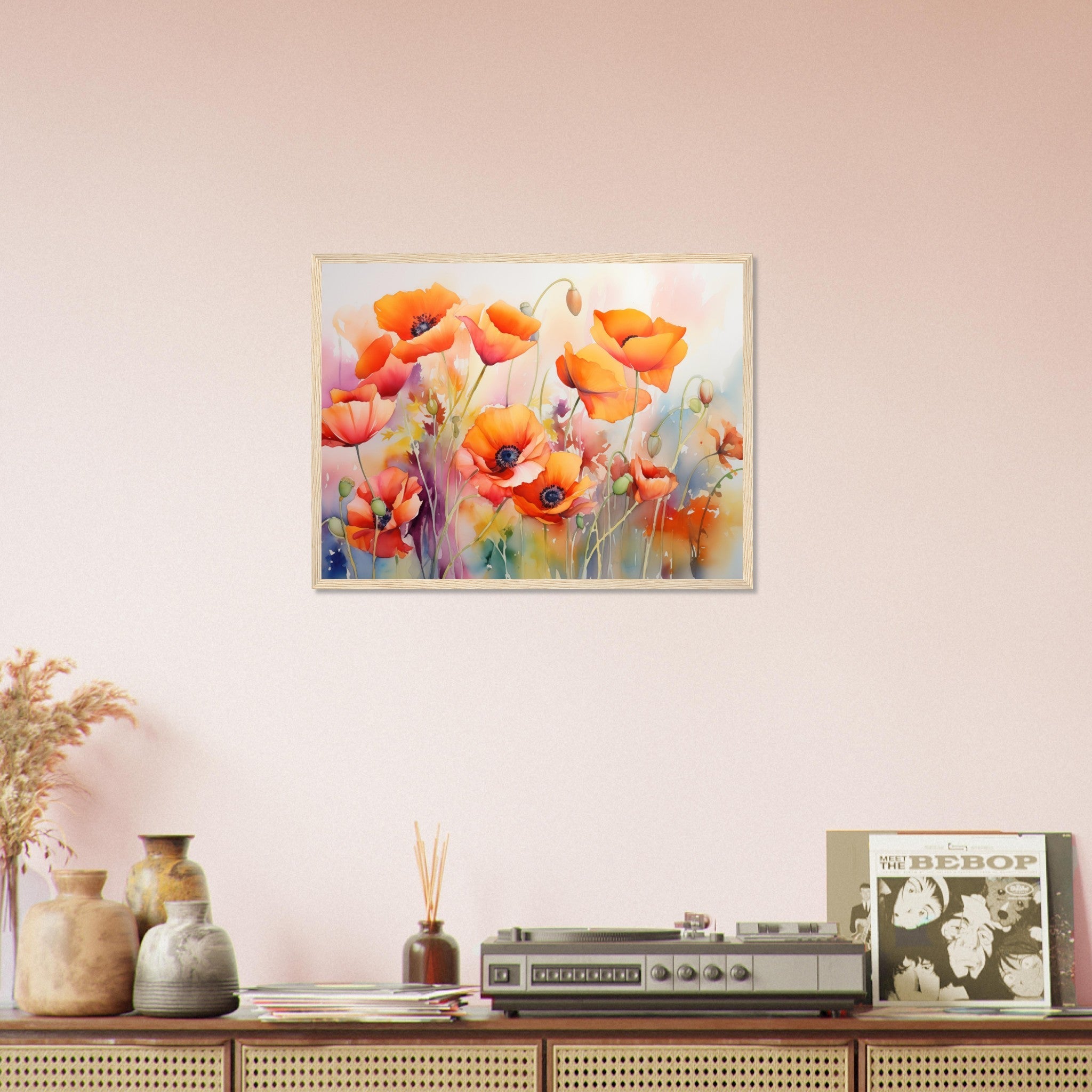 Beautiful Watercolour Poppies Framed Poster Print - WallArtPrints4U