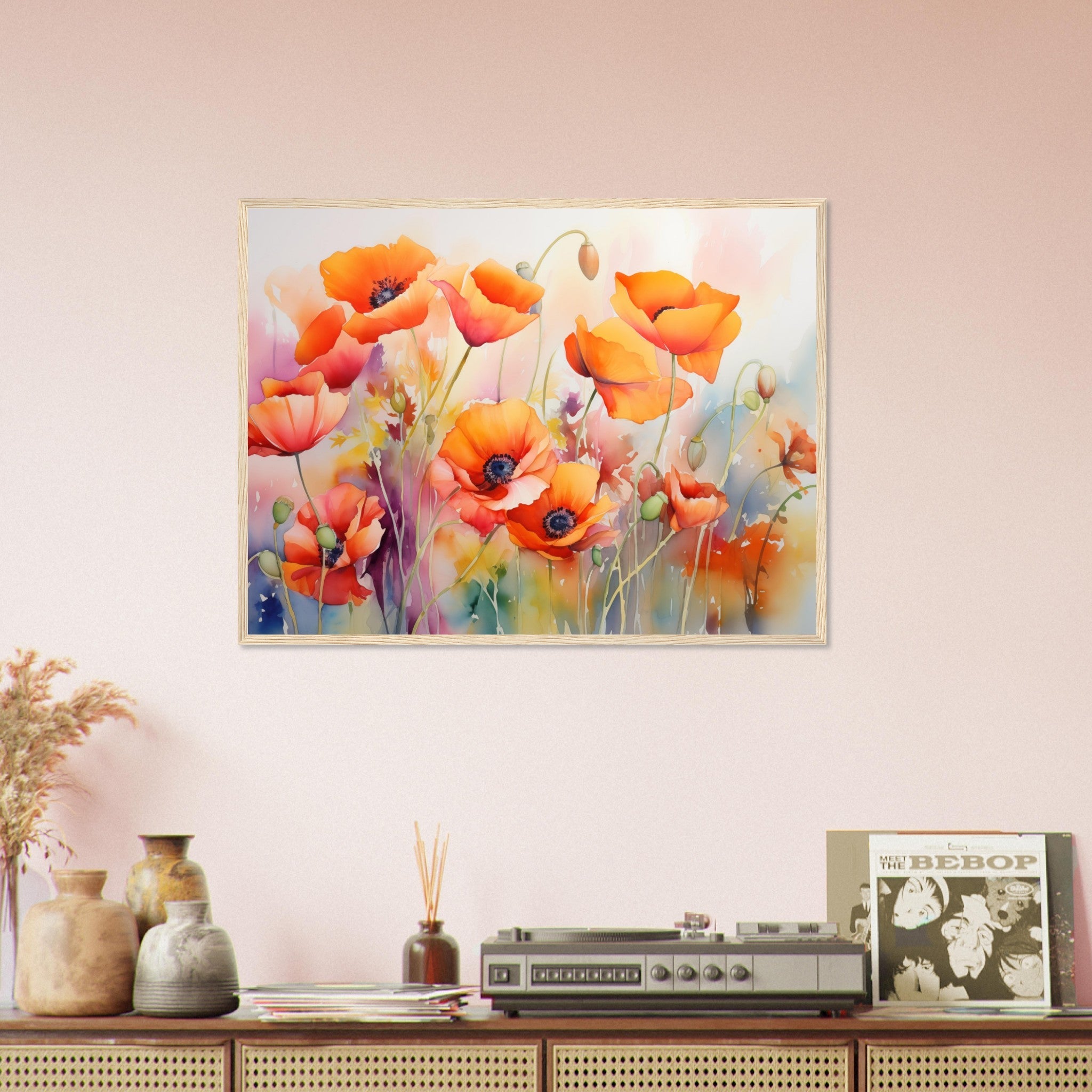 Beautiful Watercolour Poppies Framed Poster Print - WallArtPrints4U