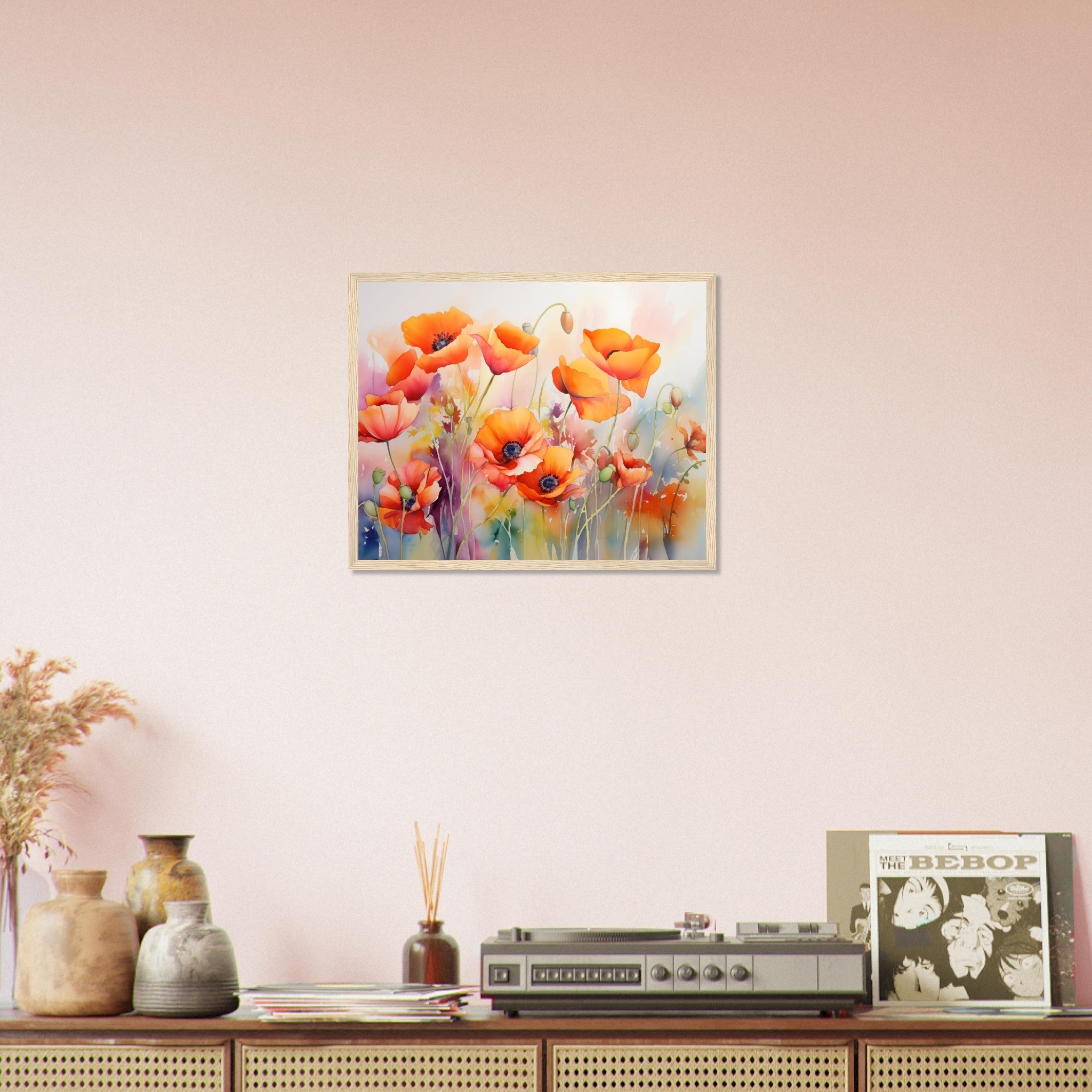 Beautiful Watercolour Poppies Framed Poster Print - WallArtPrints4U