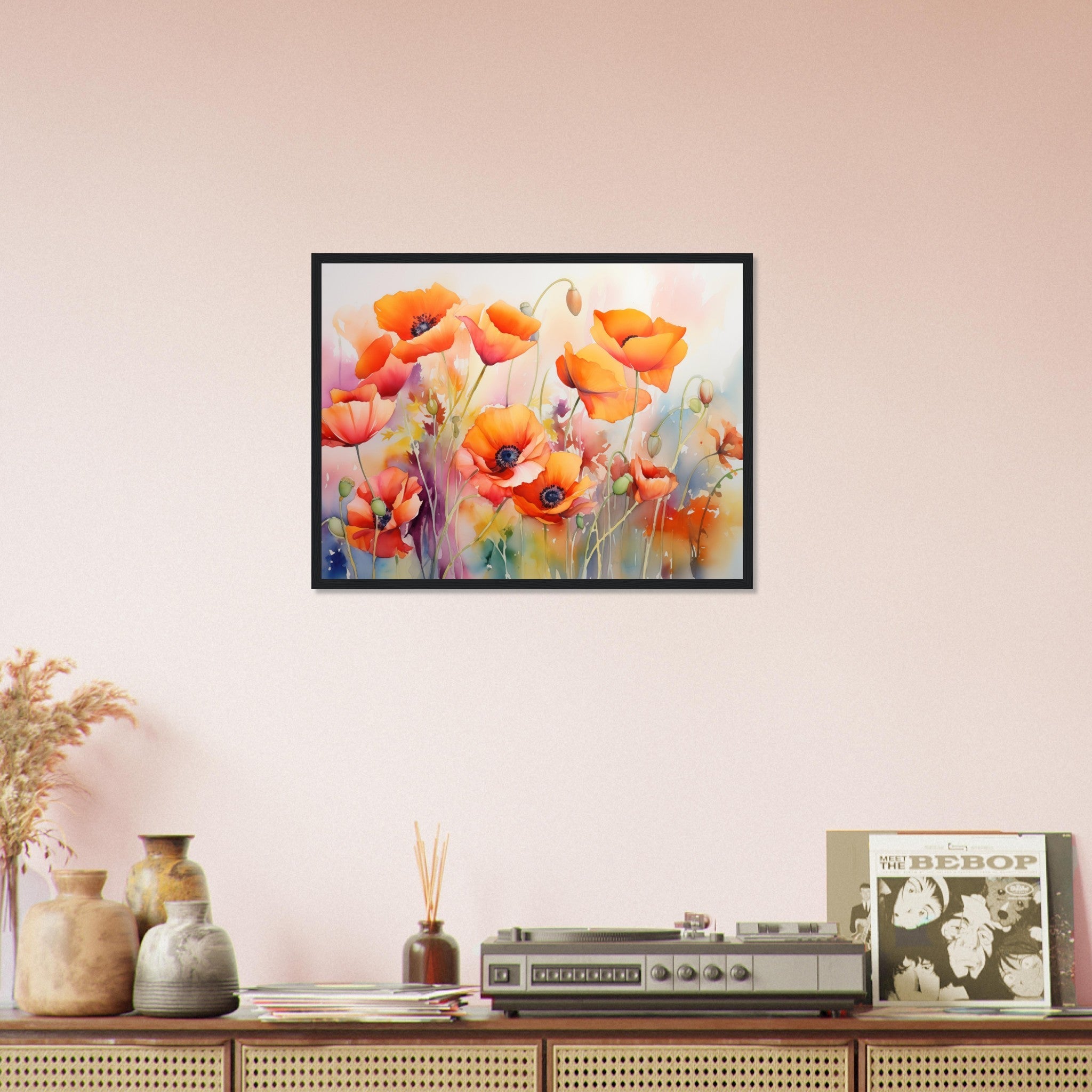 Beautiful Watercolour Poppies Framed Poster Print - WallArtPrints4U