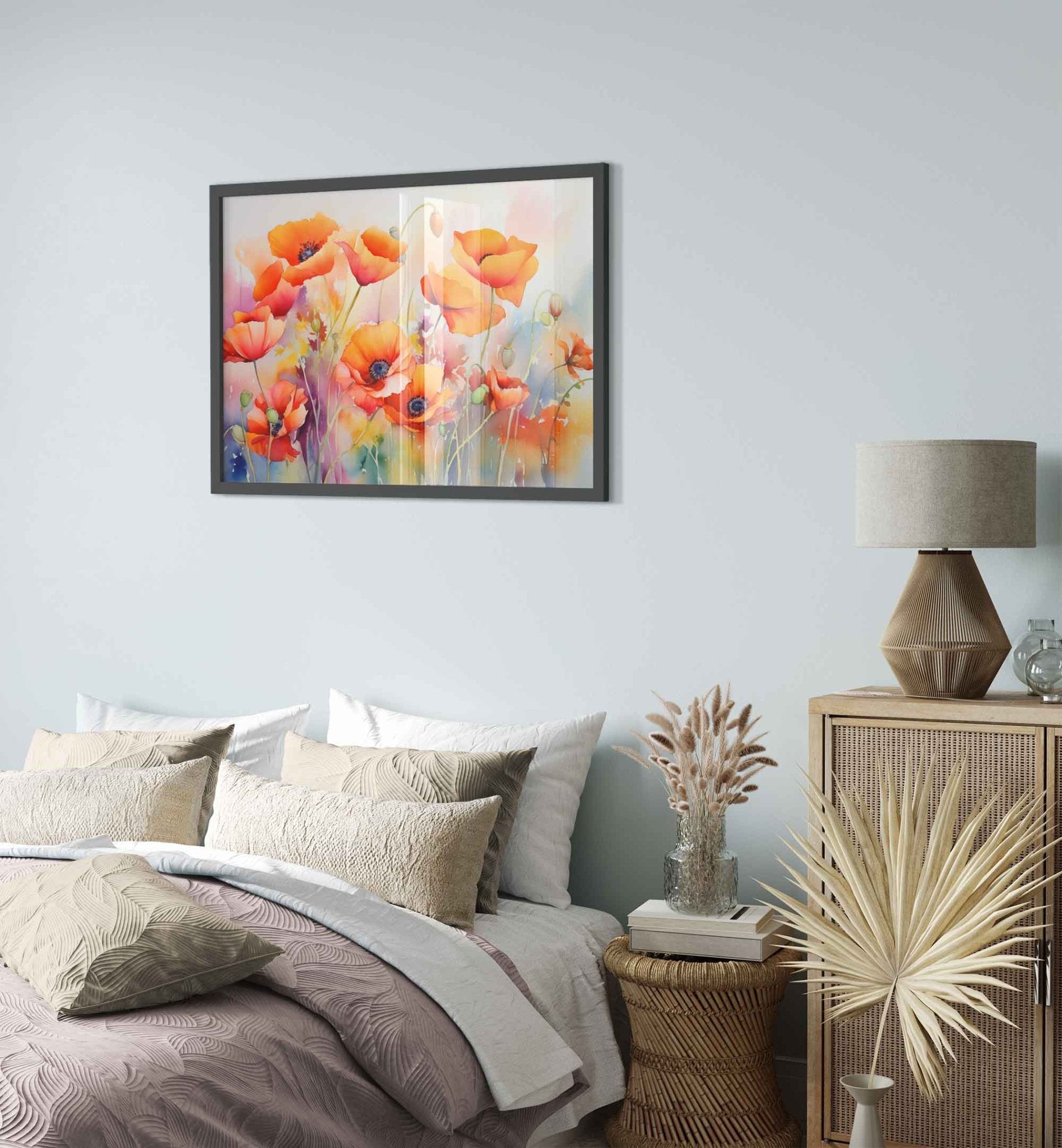 Beautiful Watercolour Poppies Framed Poster Print - WallArtPrints4U