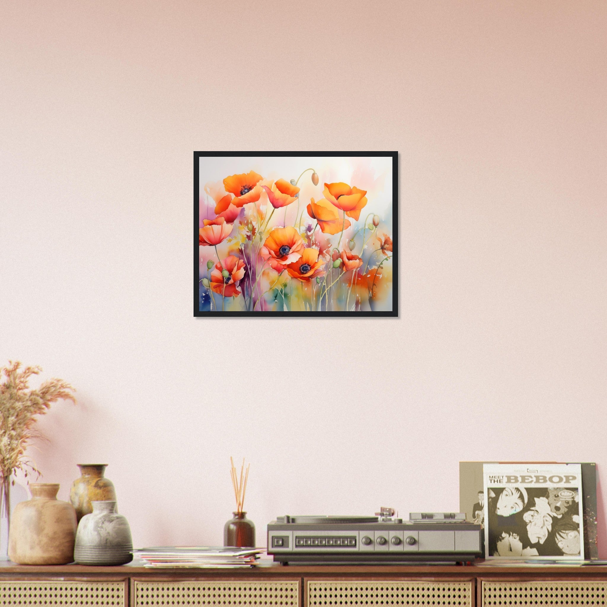 Beautiful Watercolour Poppies Framed Poster Print - WallArtPrints4U