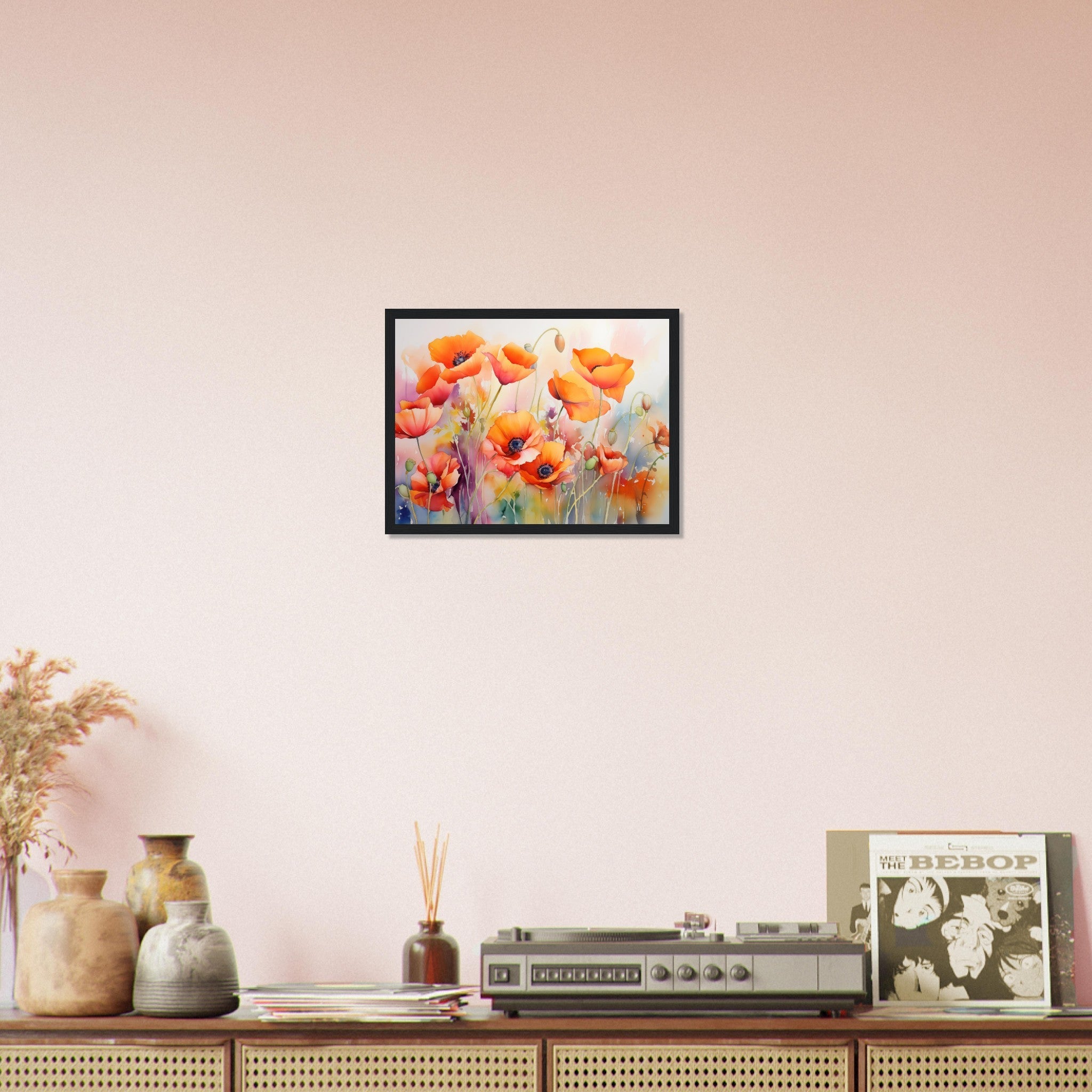 Beautiful Watercolour Poppies Framed Poster Print - WallArtPrints4U