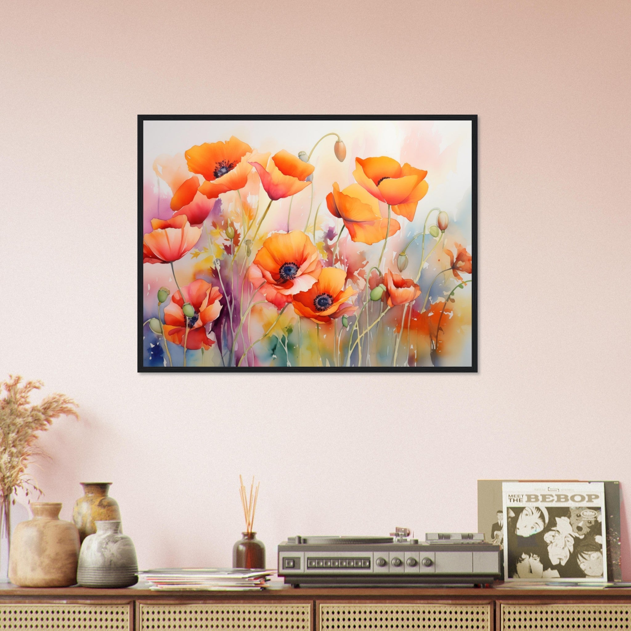 Beautiful Watercolour Poppies Framed Poster Print - WallArtPrints4U