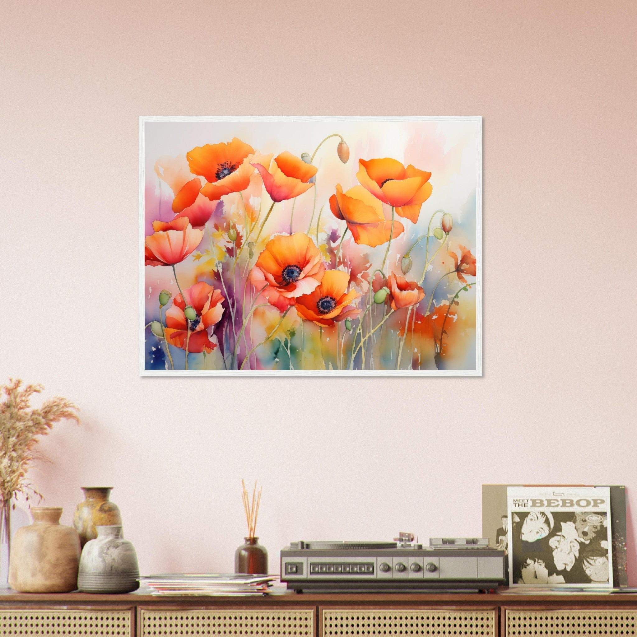 Beautiful Watercolour Poppies Framed Poster Print - WallArtPrints4U