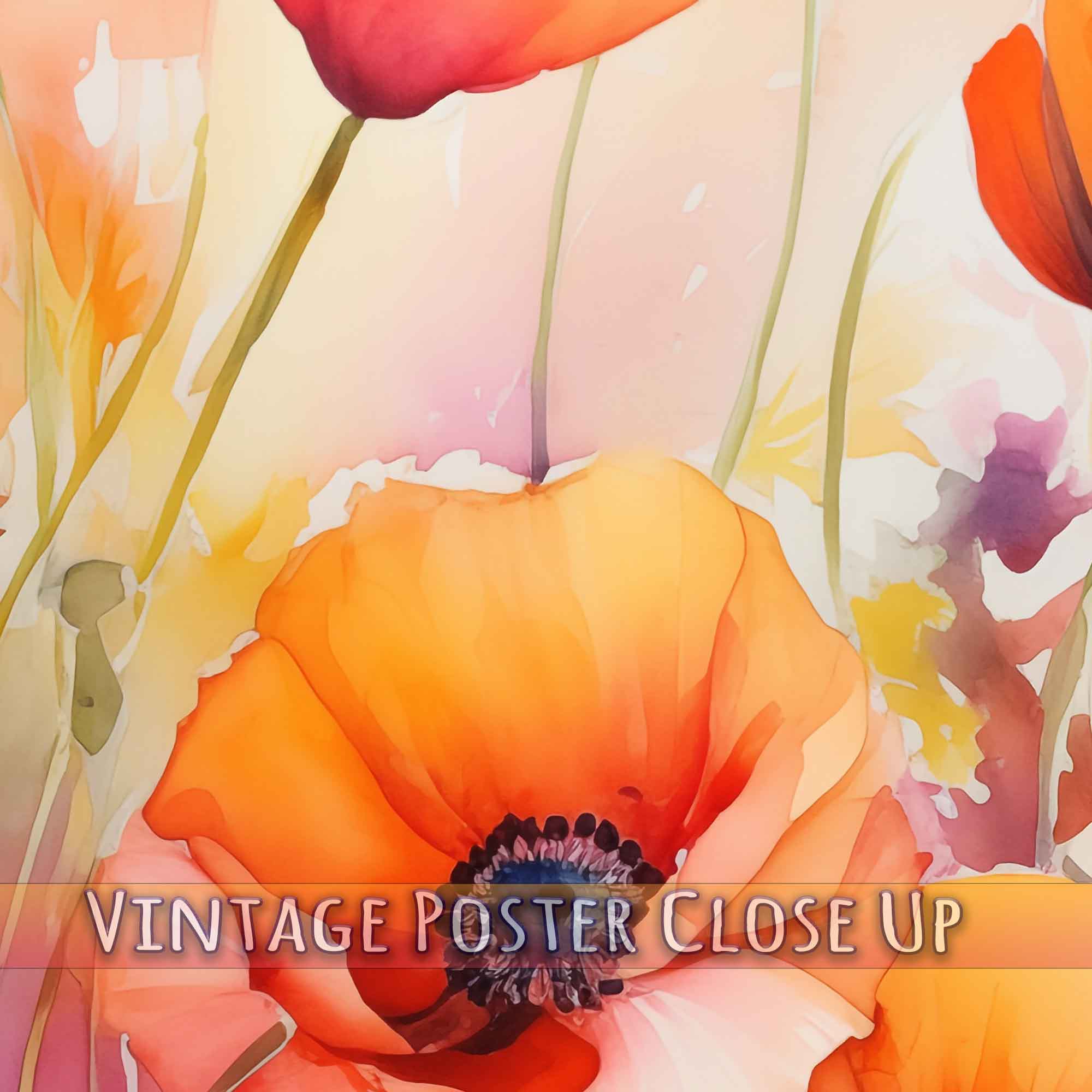 Beautiful Watercolour Poppies Poster Print - WallArtPrints4U