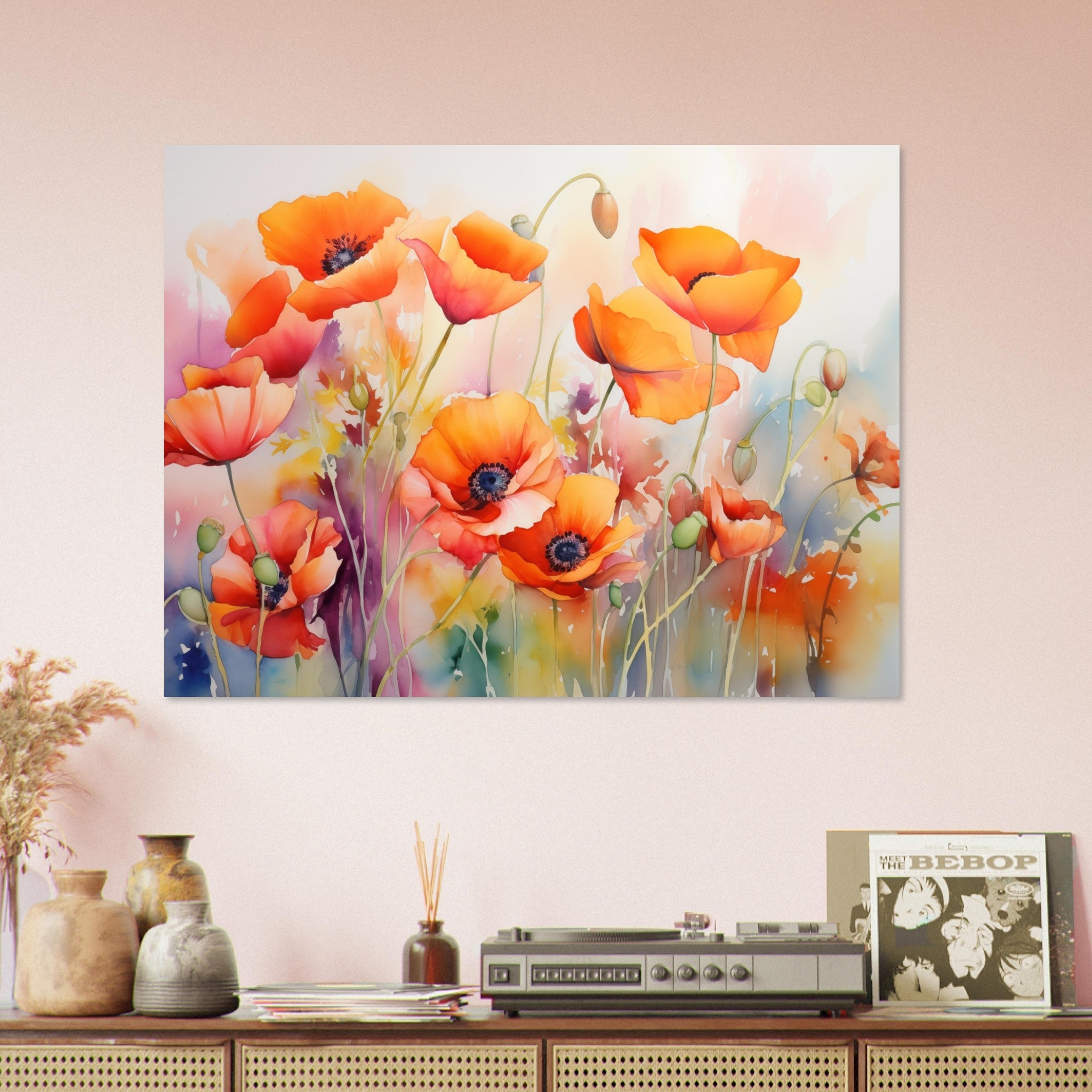 Beautiful Watercolour Poppies Poster Print - WallArtPrints4U