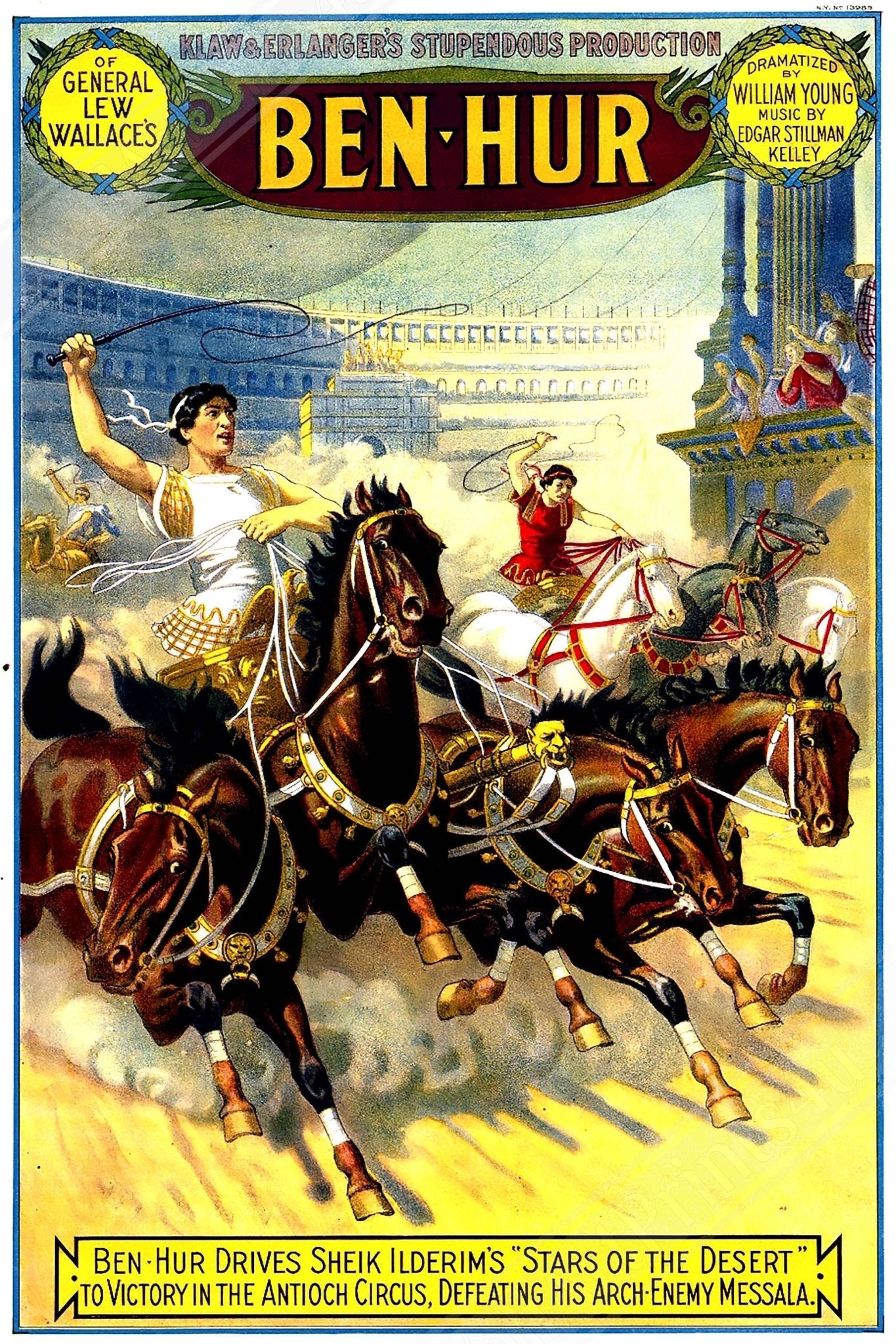 Ben Hur Canvas, Vintage Canvas 1899 Canvas Film Art - Dramatized William Young - WallArtPrints4U