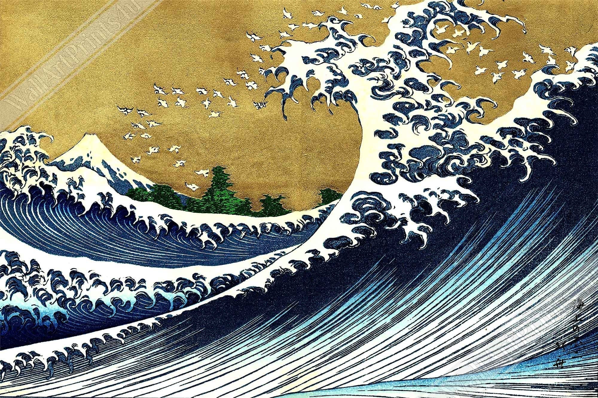 Big Wave Hokusai Framed Print , Katsushika Hokusai 1833 - Big Wave 100 Views Of Fuji Framed Print - WallArtPrints4U