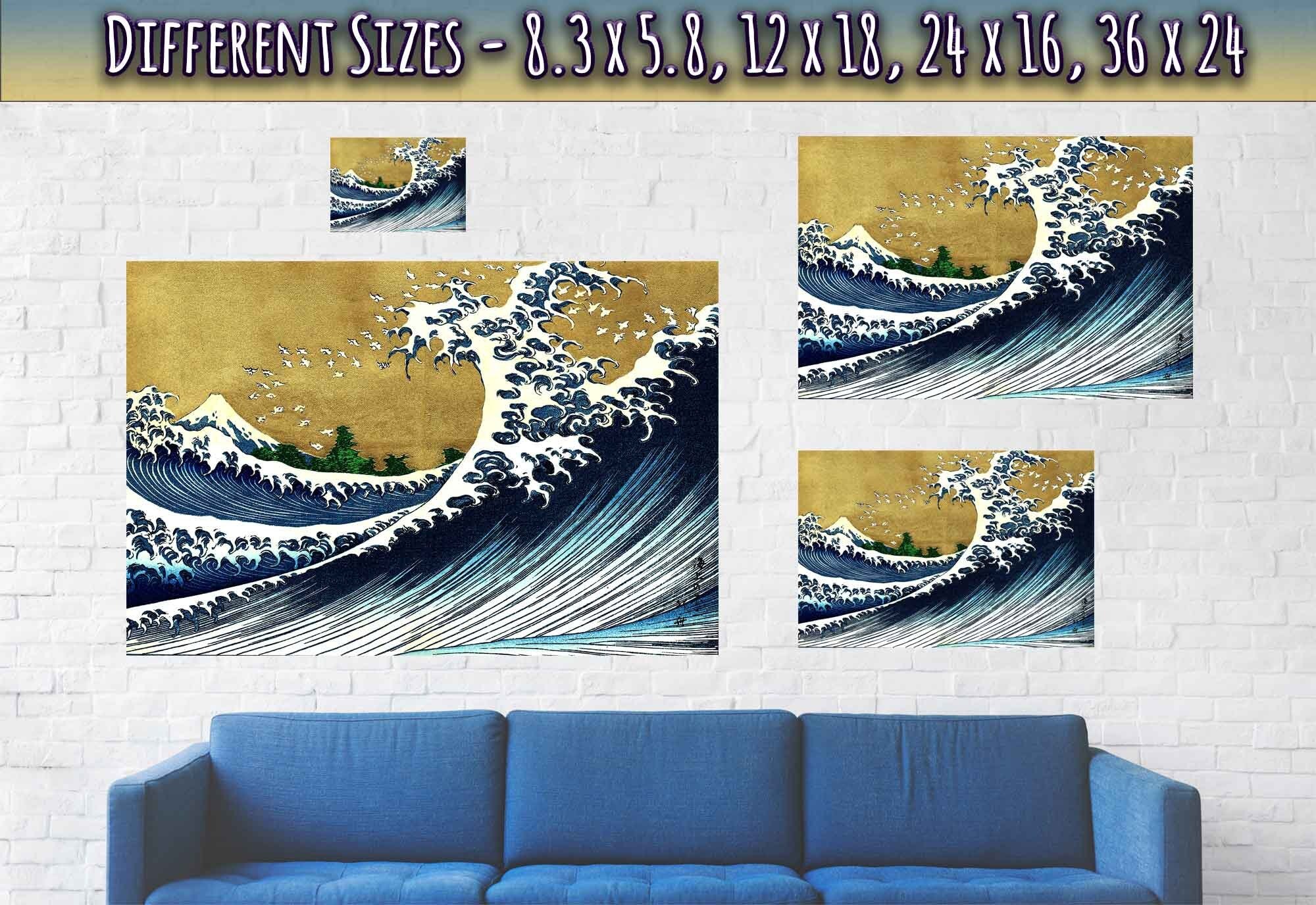 Big Wave Hokusai Poster, Katsushika Hokusai 1833 - Big Wave 100 Views Of Fuji Print - WallArtPrints4U