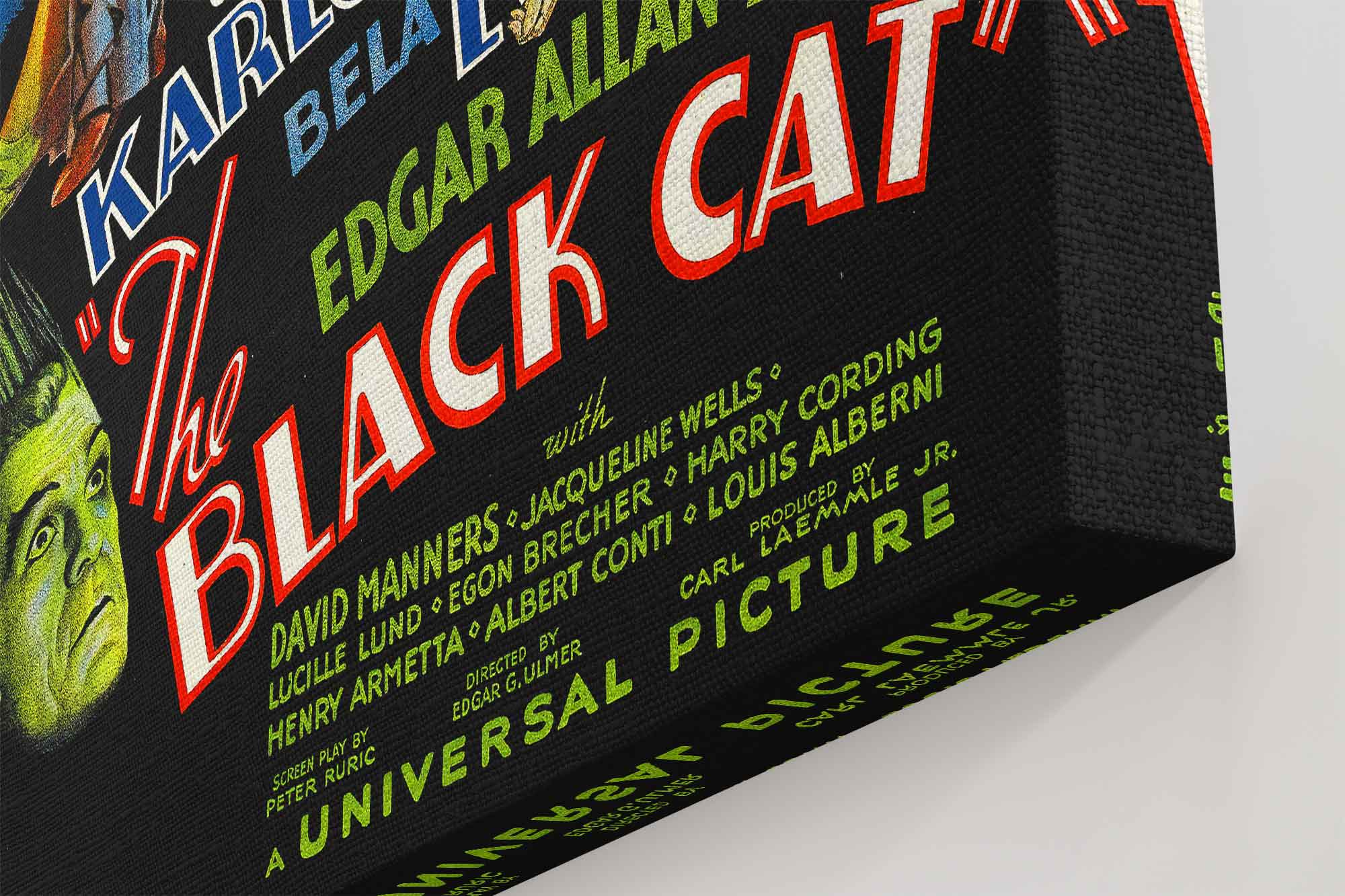 Black Cat Canvas, Vintage Horror Movie Canvas 1934 - Boris Karloff, Bela Lugosi, Jacqueline Wells - WallArtPrints4U