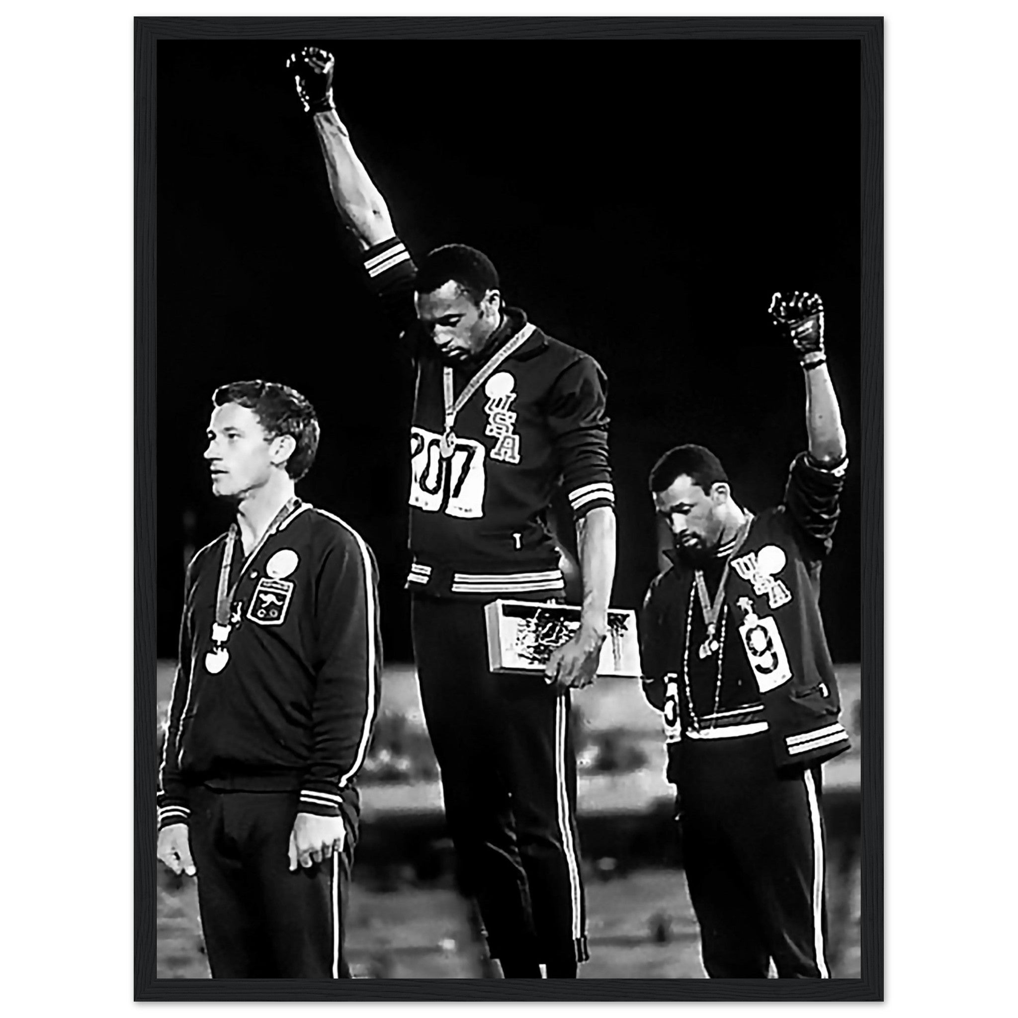 Black History Framed Print, Famous Framed From 1968 In Black & White Vintage Black History Salute Framed - WallArtPrints4U