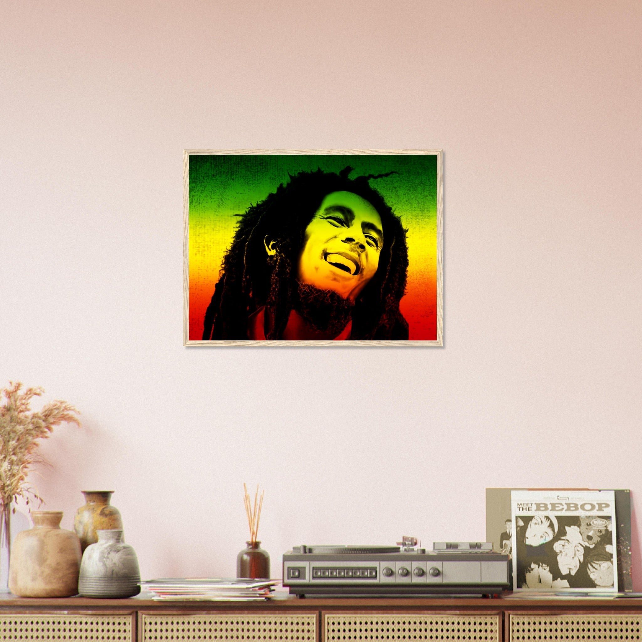 Bob Marley Framed, Vintage Photo Portrait Rasta Colors - Bob Marley Framed Print - WallArtPrints4U