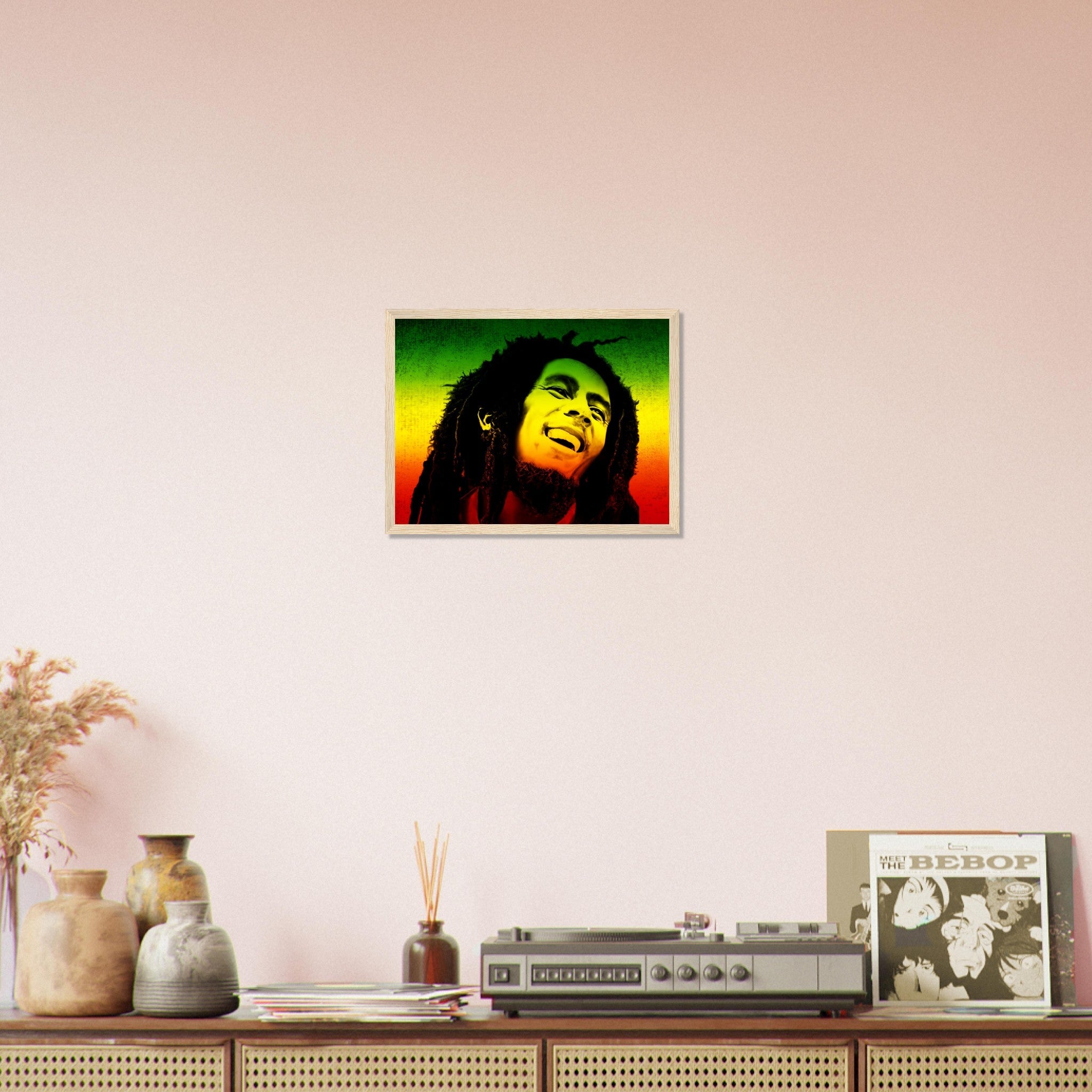 Bob Marley Framed, Vintage Photo Portrait Rasta Colors - Bob Marley Framed Print - WallArtPrints4U