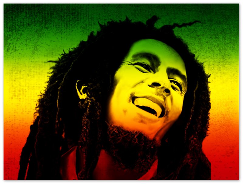 Bob Marley Poster, Vintage Photo Portrait Rasta Colors - Bob Marley Print - WallArtPrints4U