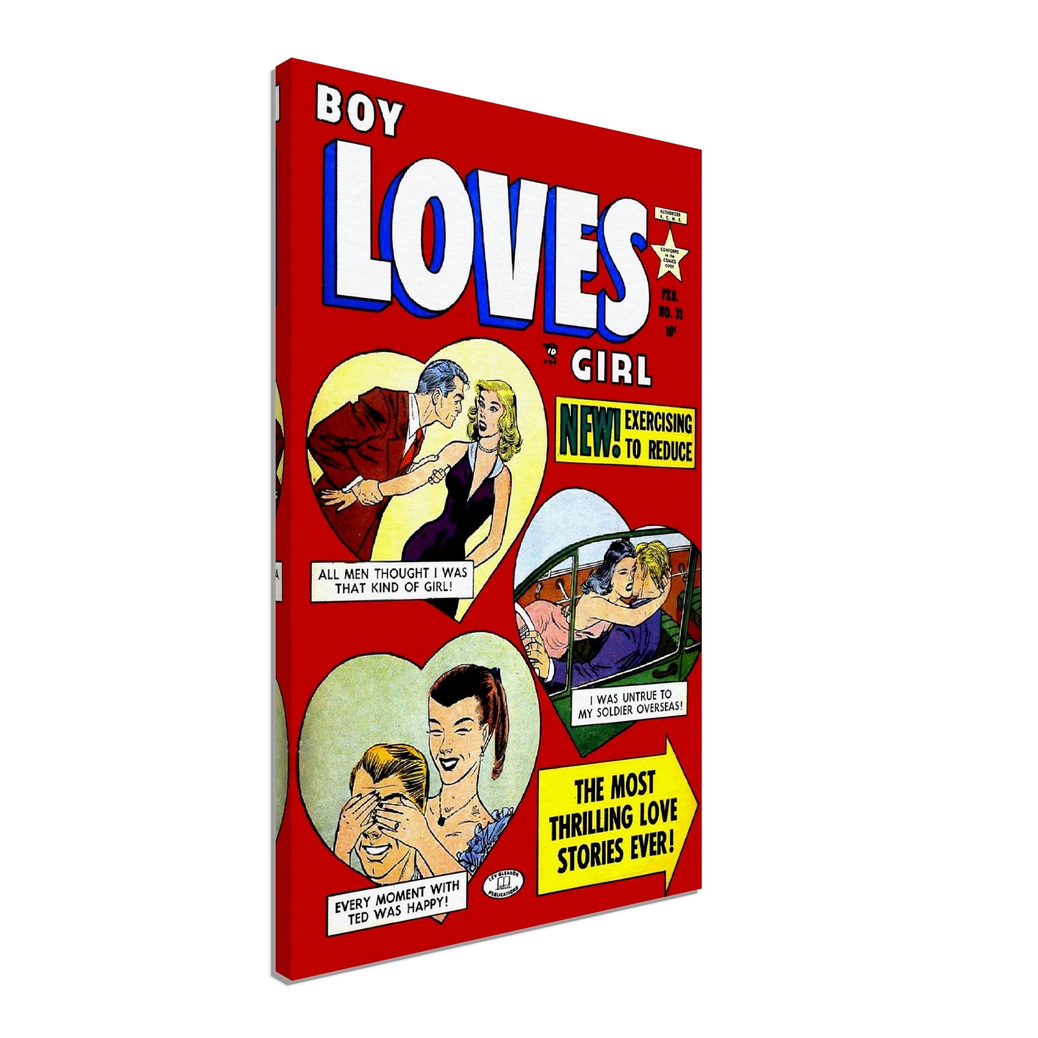 Boy Loves Girl Canvas Print No 31 - Vintage Romance Canvas From 1953 - WallArtPrints4U