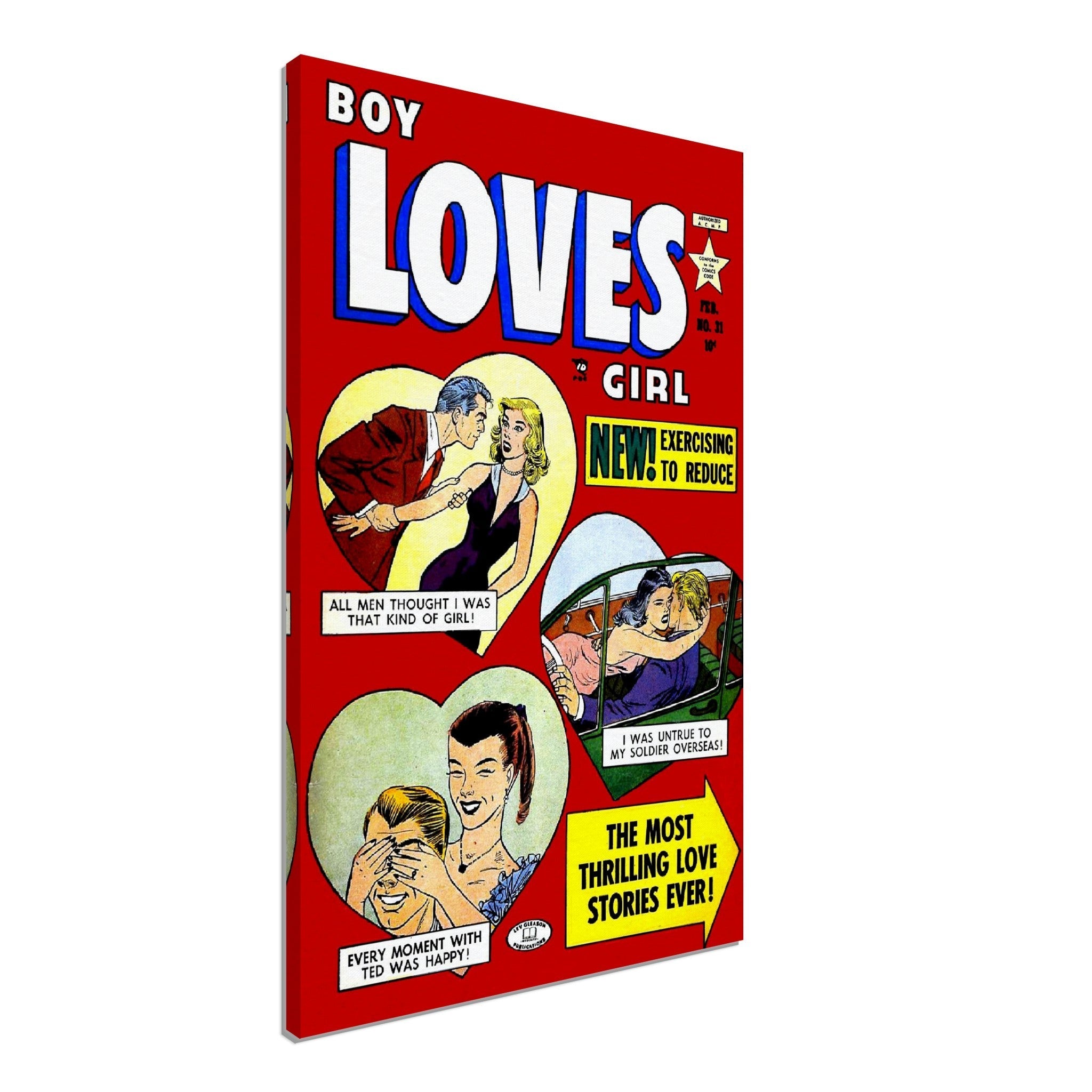 Boy Loves Girl Canvas Print No 31 - Vintage Romance Canvas From 1953 - WallArtPrints4U
