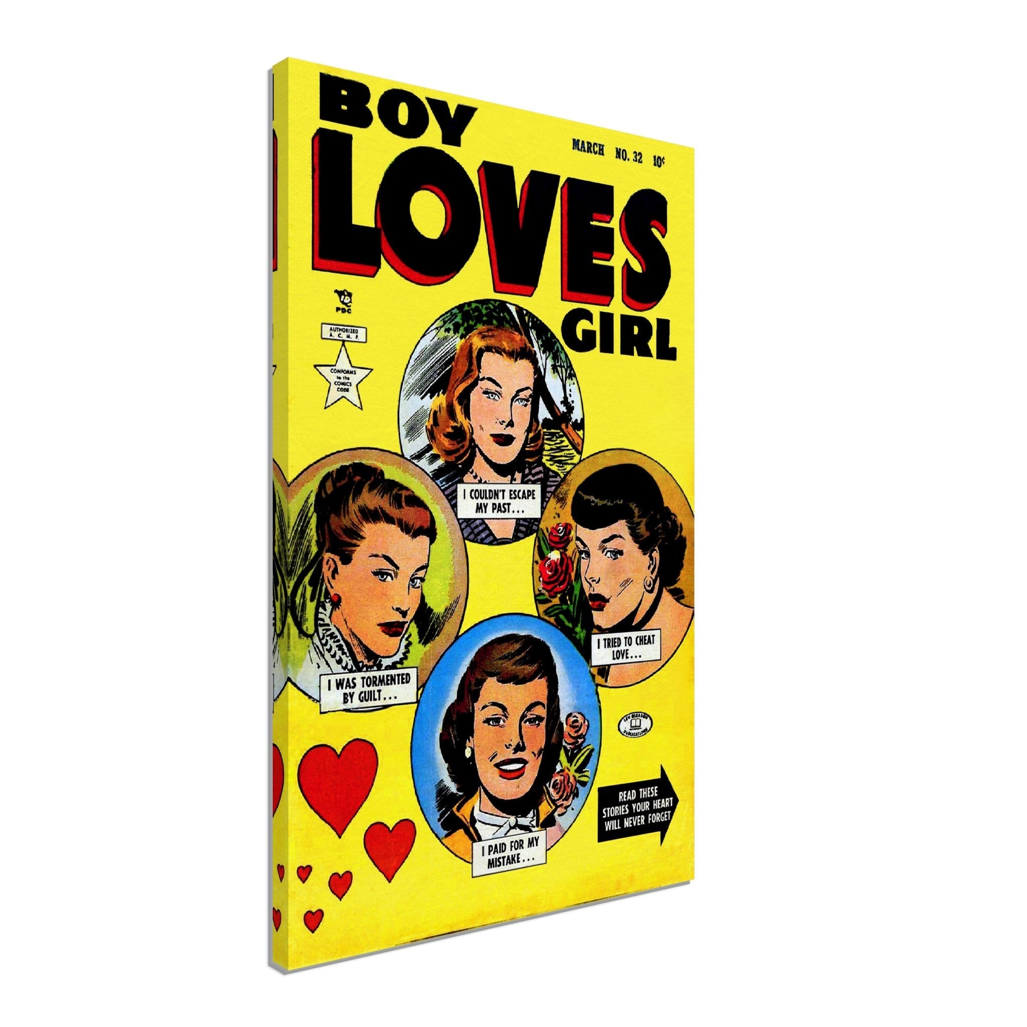 Boy Loves Girl Canvas Print - Vintage Romance Canvas From 1953 - WallArtPrints4U