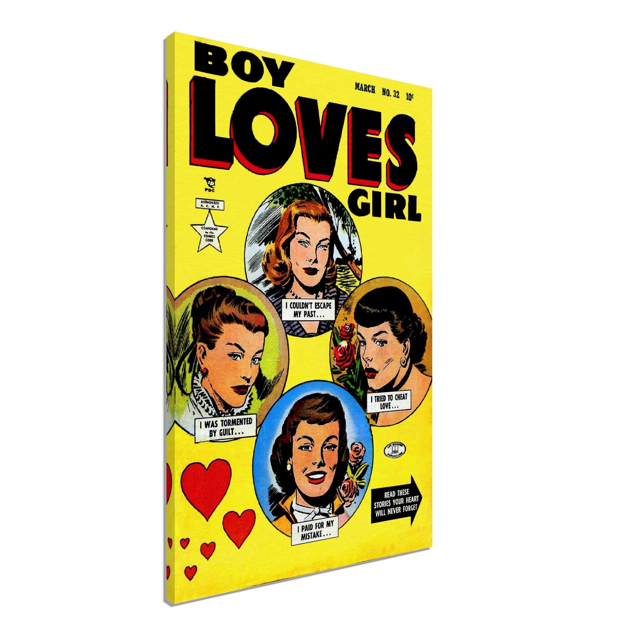 Boy Loves Girl Canvas Print - Vintage Romance Canvas From 1953 - WallArtPrints4U