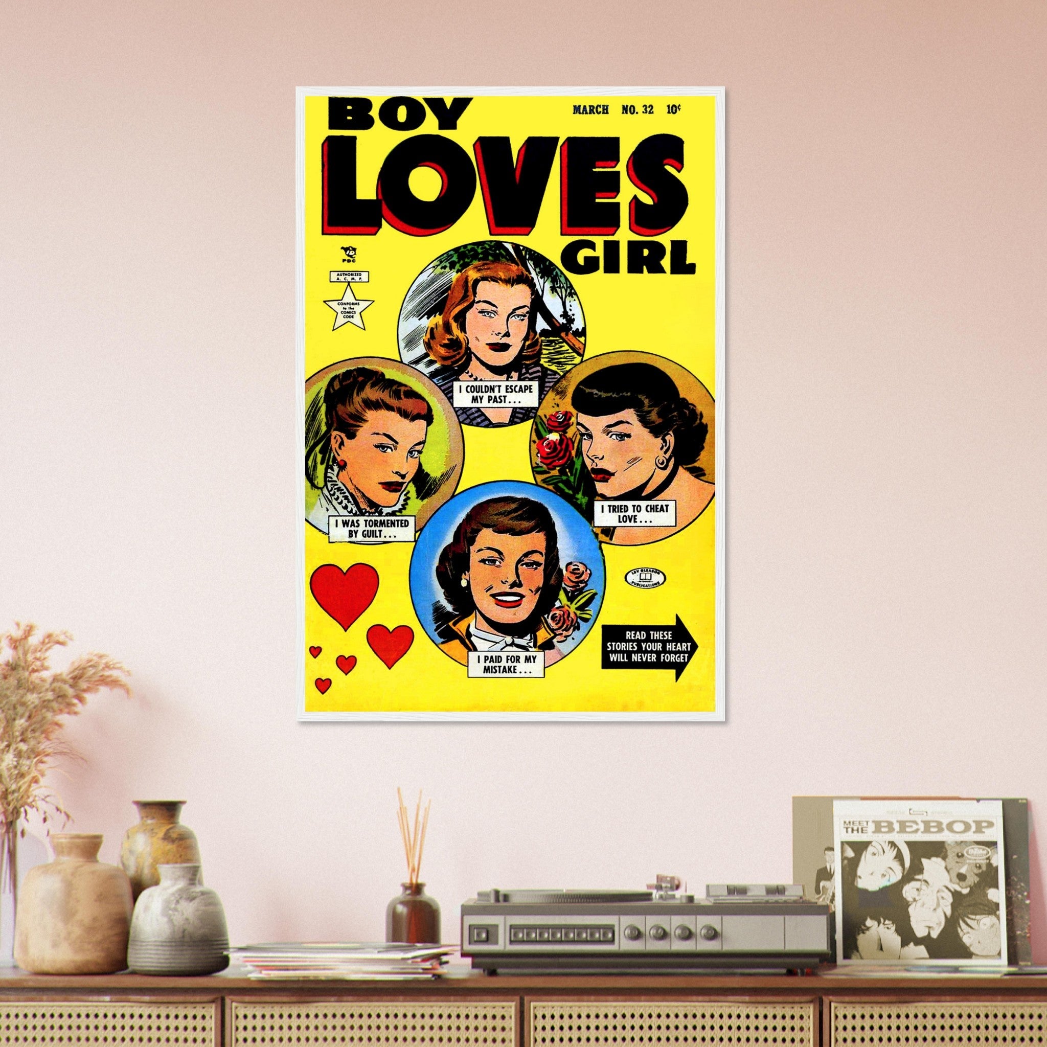 Boy Loves Girl Framed Print - Vintage Romance Framed From 1953 - WallArtPrints4U