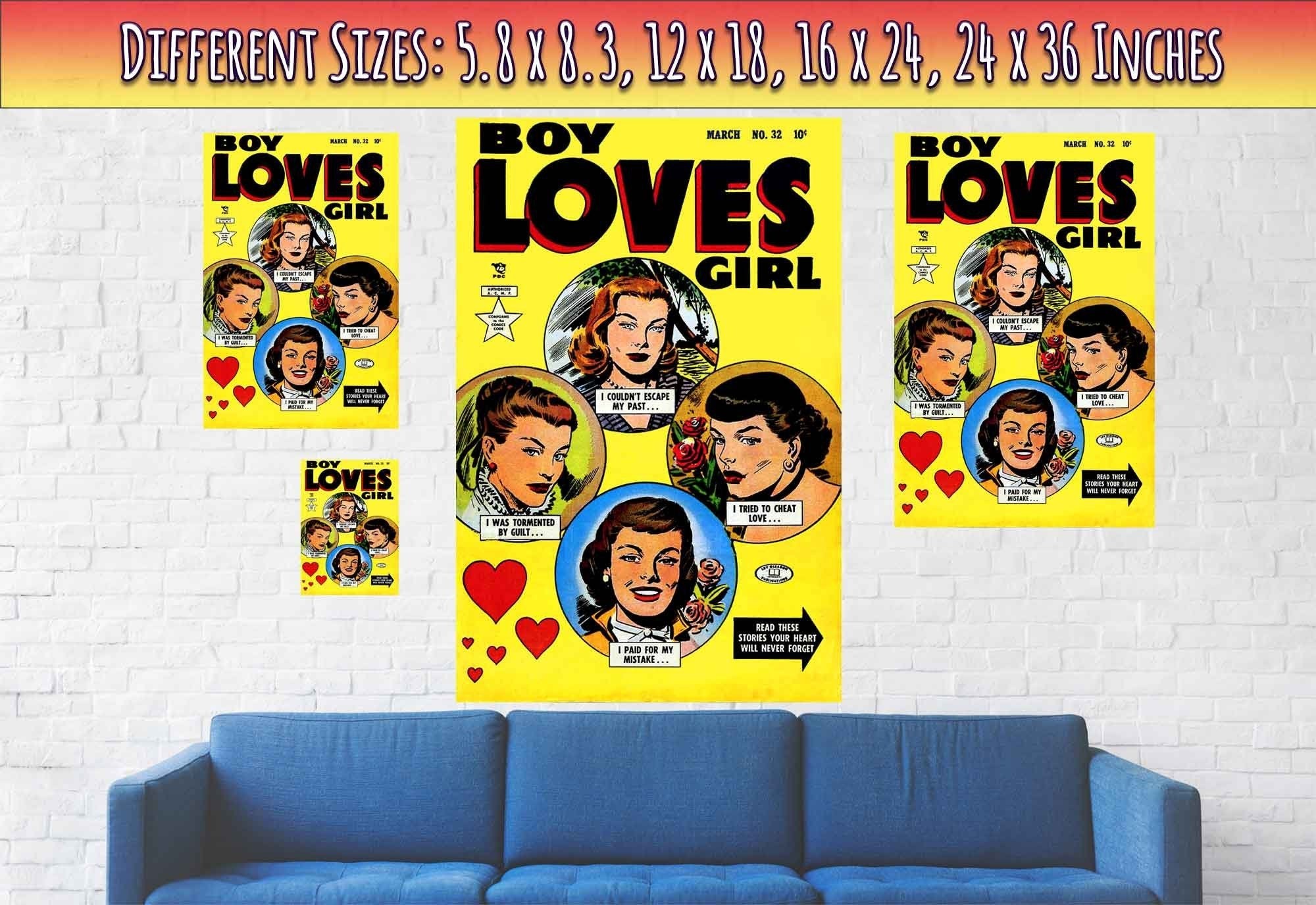 Boy Loves Girl Poster Print - Vintage Romance Poster From 1953 - WallArtPrints4U