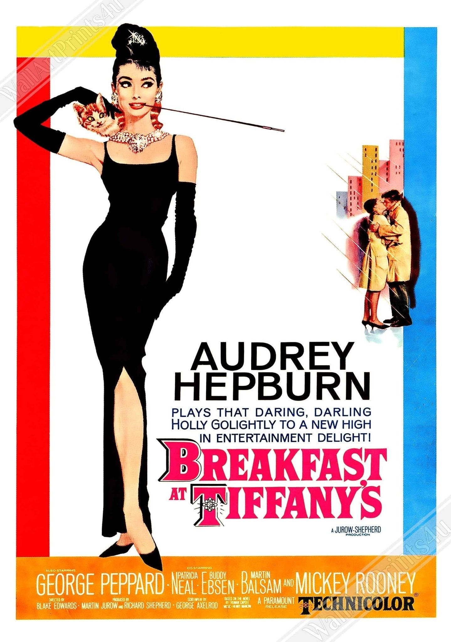 Breakfast At Tiffany's Canvas, Vintage Movie Canvas 1961 Canvas Film Art - Audrey Hepburn - WallArtPrints4U
