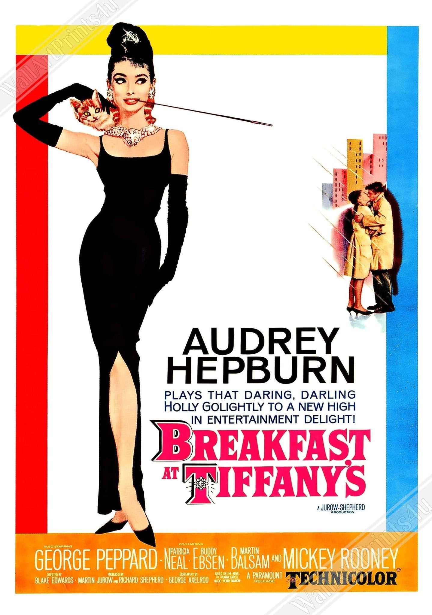 Breakfast At Tiffany's Framed, Vintage Movie Framed 1961 Framed Film Art - Audrey Hepburn - WallArtPrints4U