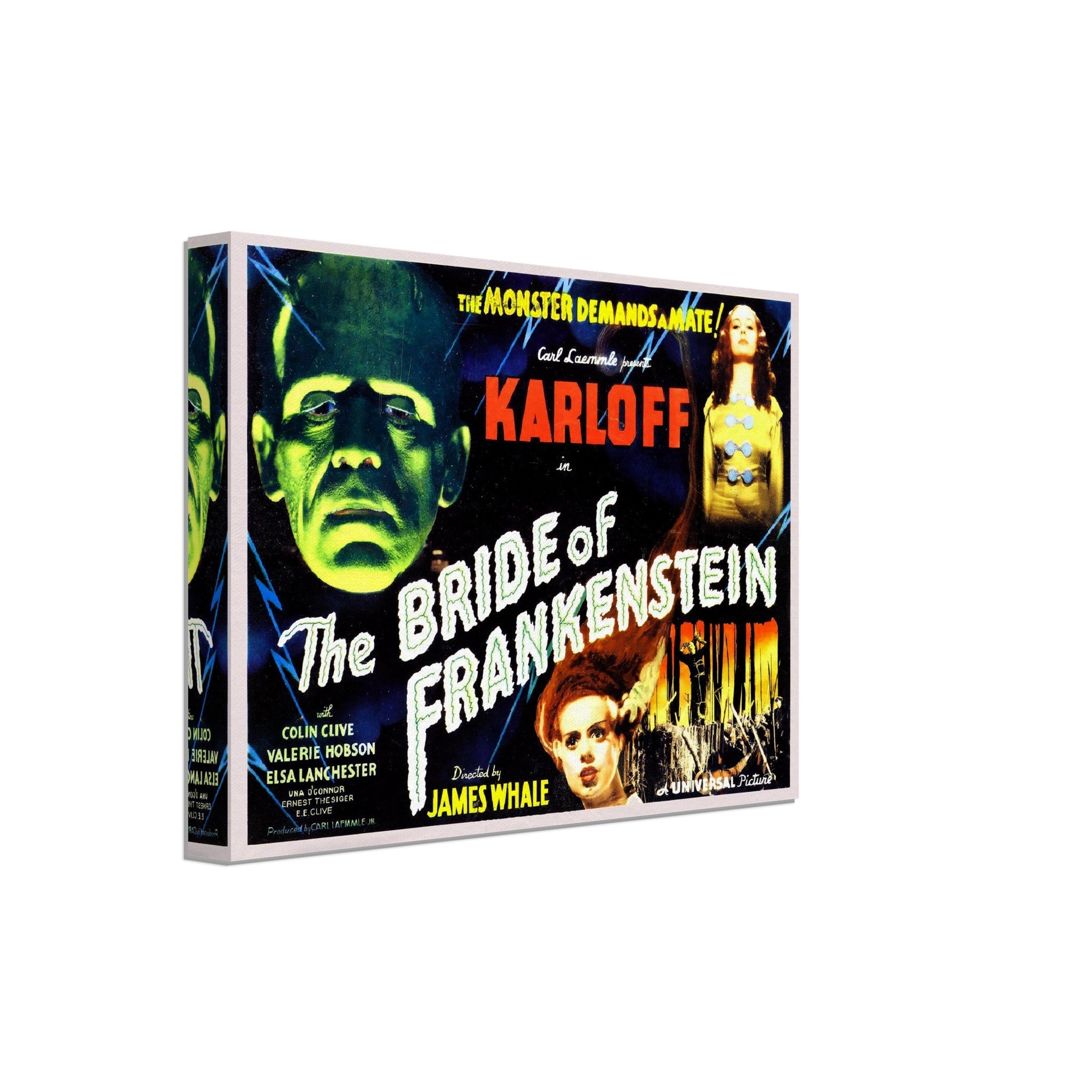 Bride Of Frankenstein Canvas, Vintage Horror Movie Canvas 1935 Canvas Film Art - Boris Karloff - Elsa Lancaster - WallArtPrints4U