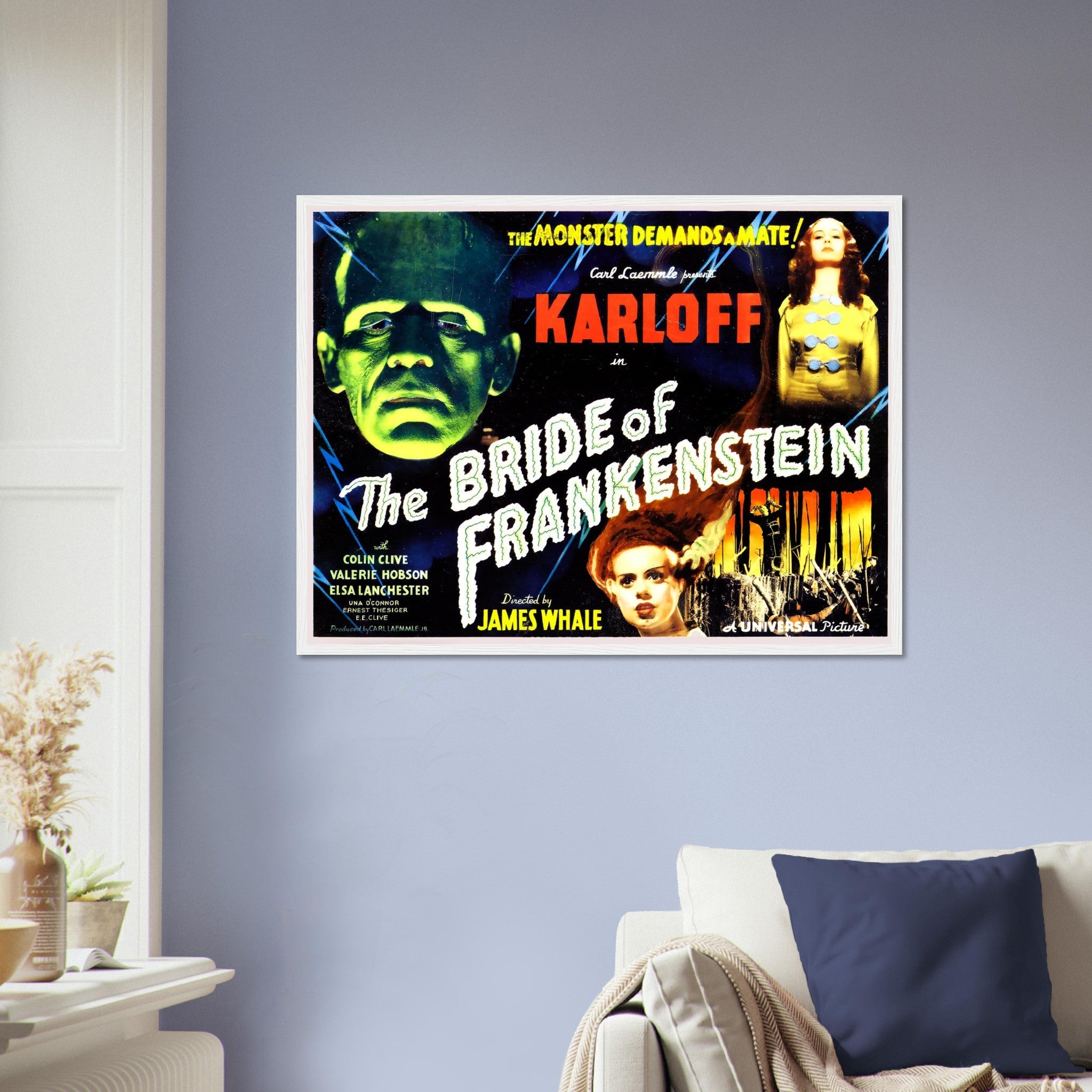 Bride Of Frankenstein Framed, Vintage Horror Movie Framed 1935 Framed Film Art - Boris Karloff - Elsa Lancaster - WallArtPrints4U