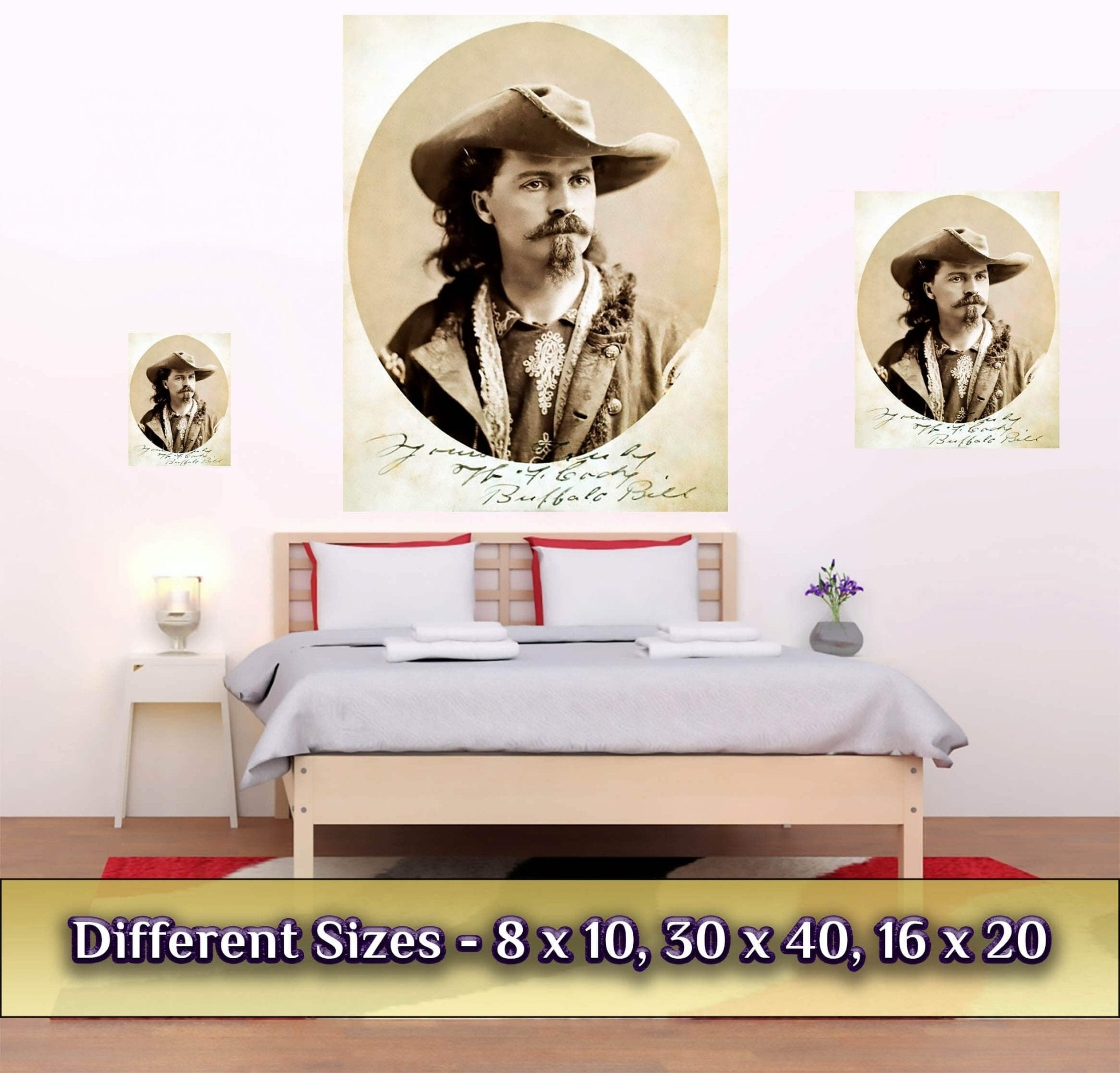 Buffalo Bills Poster, Wild West Legend, Vintage Photo - Buffalo Bill Print - Signed William Cody Poster - WallArtPrints4U