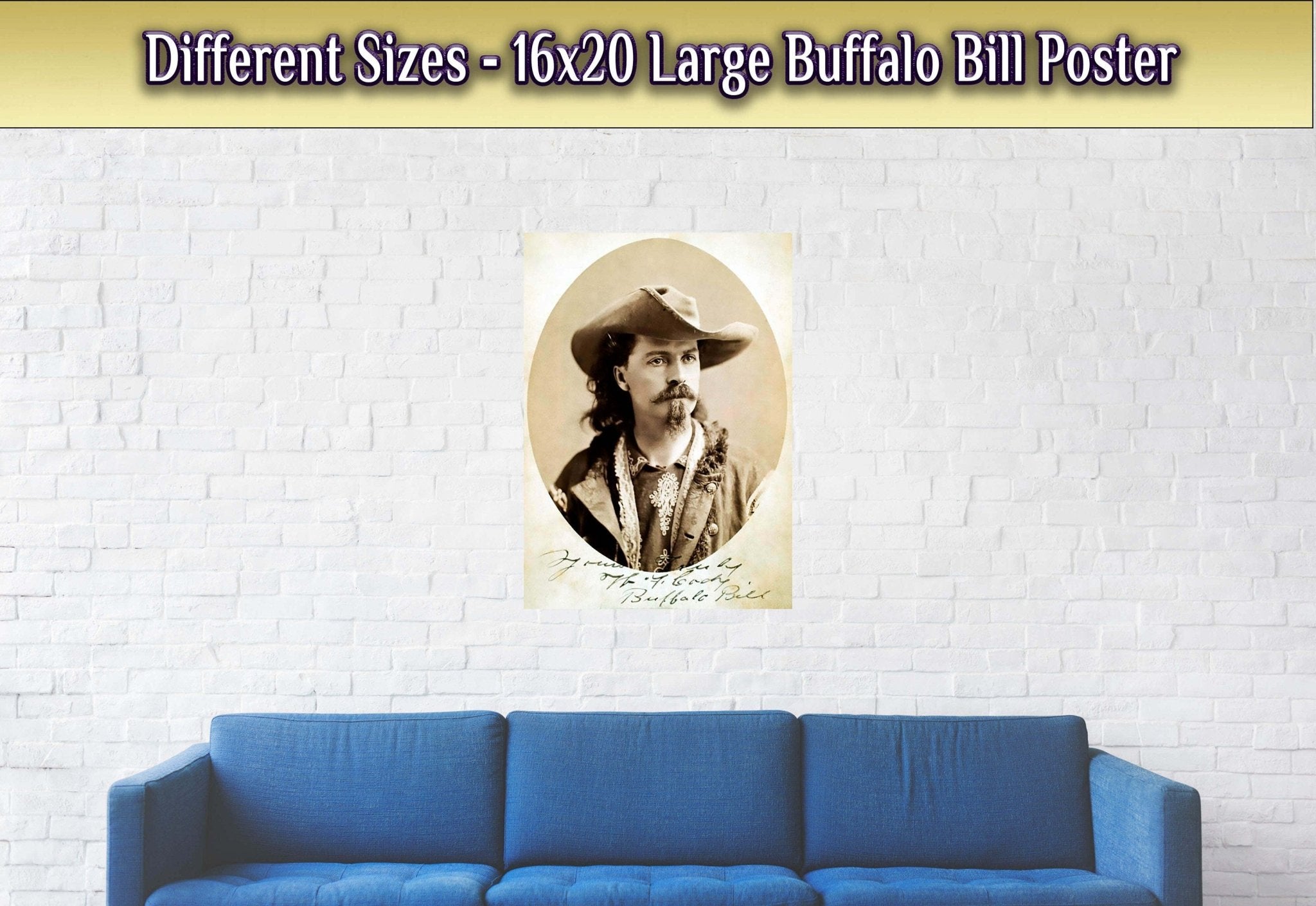 Buffalo Bills Poster, Wild West Legend, Vintage Photo - Buffalo Bill Print - Signed William Cody Poster - WallArtPrints4U
