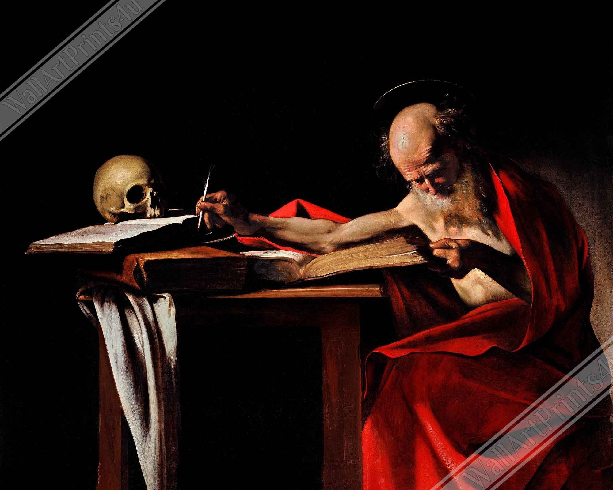 Caravaggio Framed, St Jerome Writing Painting Framed Print - WallArtPrints4U