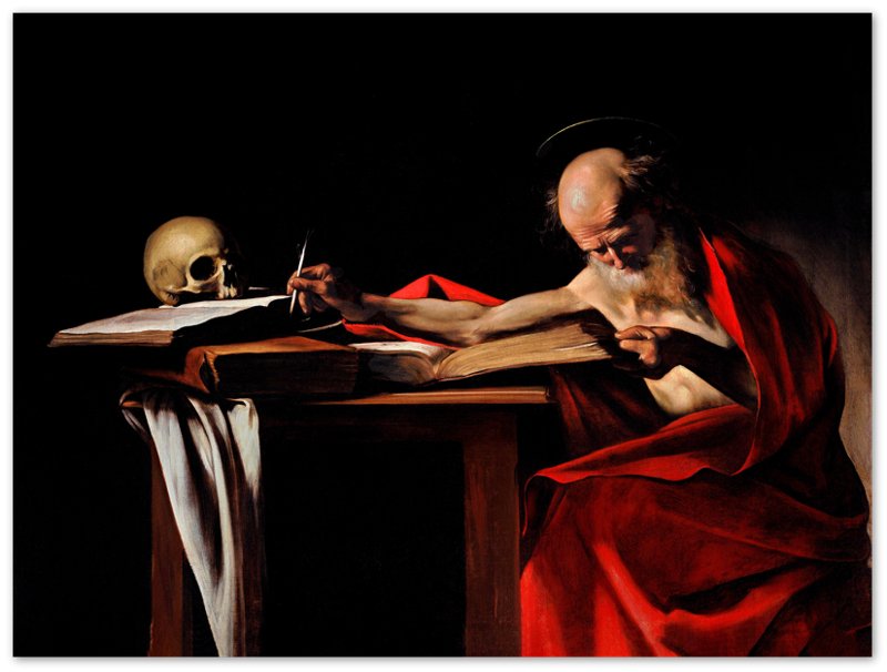 Caravaggio Poster, St Jerome Writing Painting Poster Print - WallArtPrints4U