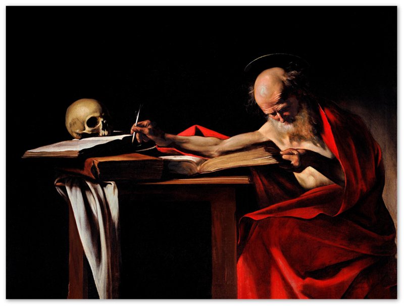 Caravaggio Poster, St Jerome Writing Painting Poster Print - WallArtPrints4U