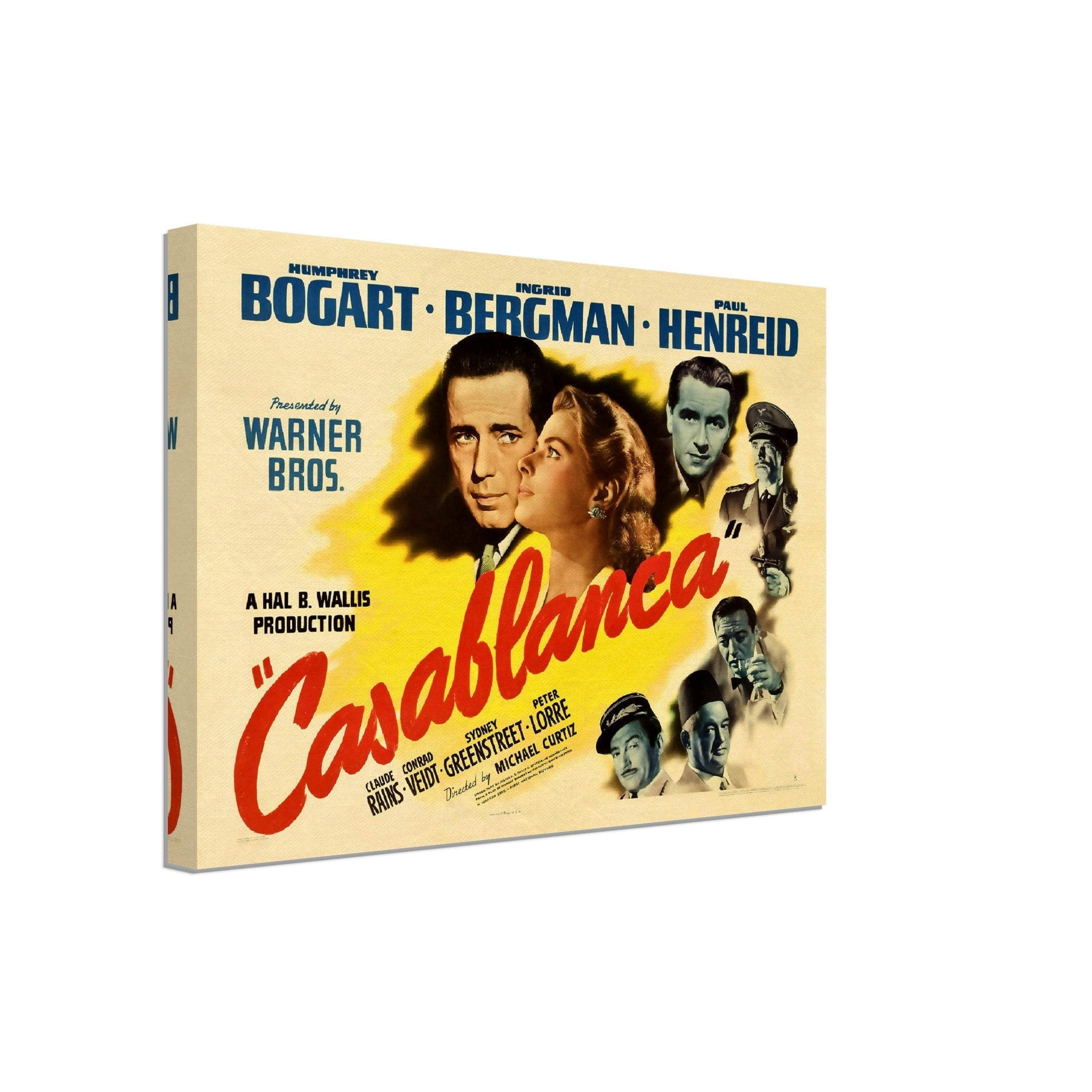 Casablanca Movie Canvas, Vintage Movie Canvas 1942 Canvas Film Art - Humphrey Bogart - Ingrid Bergman - WallArtPrints4U